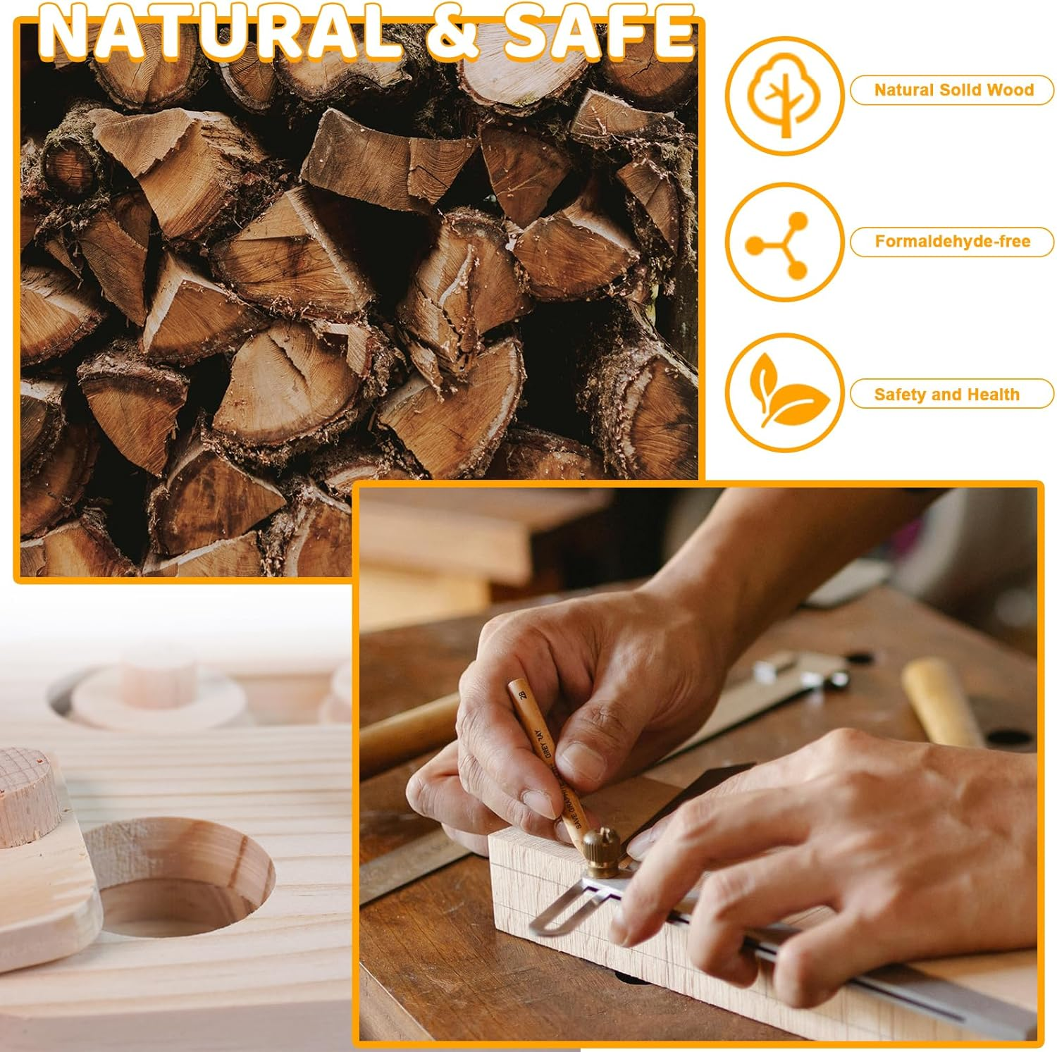 Volksrose Guinea Pig Foraging Toys, 6 in 1 Wooden Guinea Pig Accessories, Bird Enrichment Toy, Rabbit Treats Feeding Toys for Rat, Gerbils, House Mouse, Parrot, Budgie, Bunny (A) image number 4