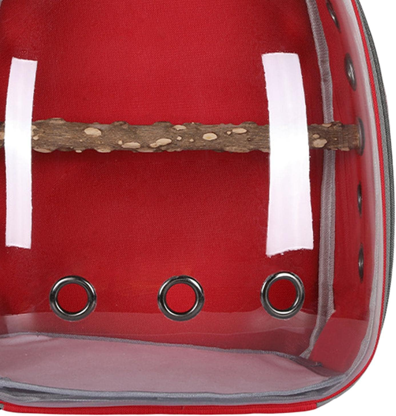 KESOTO Bird Carrier Bag Pet Backpack Parrot Cage Transparent Cover Travel Large Space Carry Bag for Parakeets Hiking Finches, Red image number 6