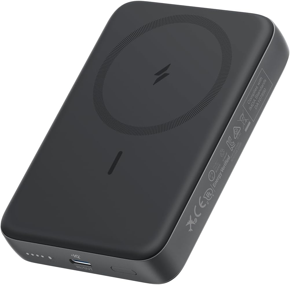 Anker Zolo Magnetic Power Bank, Compact 10,000Mah Wireless Portable Charger with 30W Max Fast Charging, Skin-Friendly and Durable Battery Pack, for Iphone 17/16/15/14 Series, Airpods, and More (White)