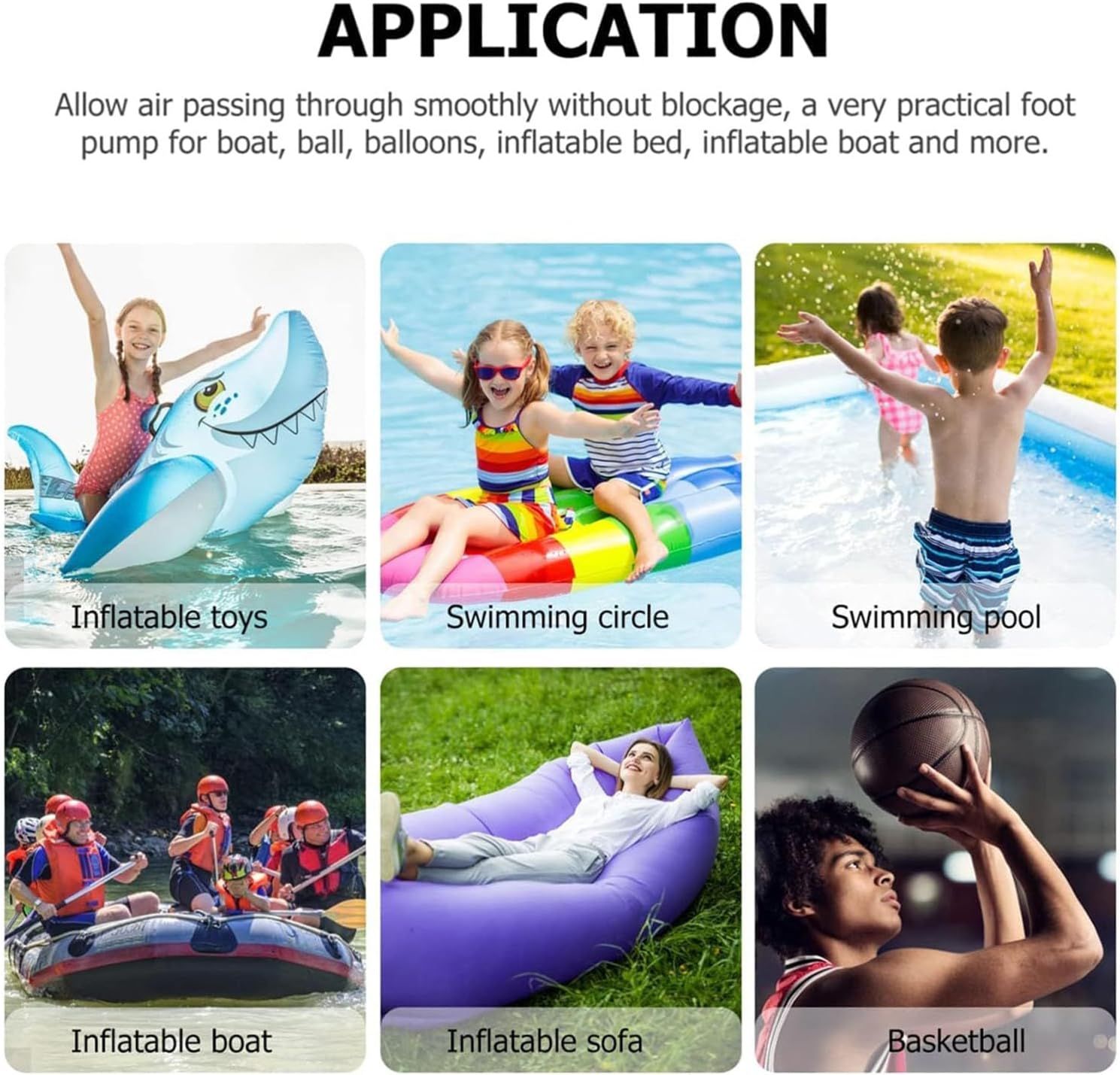 Foot Pump, with Plug Pin Stopper Adapter Kit, Plastic Corrugated Tube Foot Operation Inflatable Air Pump for Sports Fitness Balloon Swimming Ring Pool Float Inflatable Bed Pillow Boat Outdoor image number 5