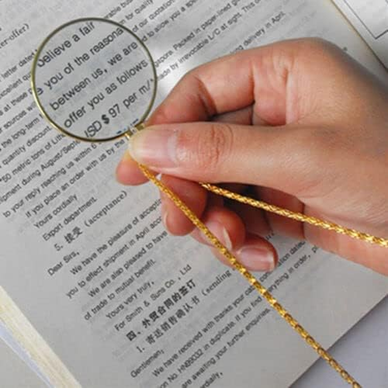 AIMALL Monocle Lens Necklace 5X Magnifier Magnifying Glass Pendant Coin Gold Silver, 42Mm Lens Diameter - Silver image number 6