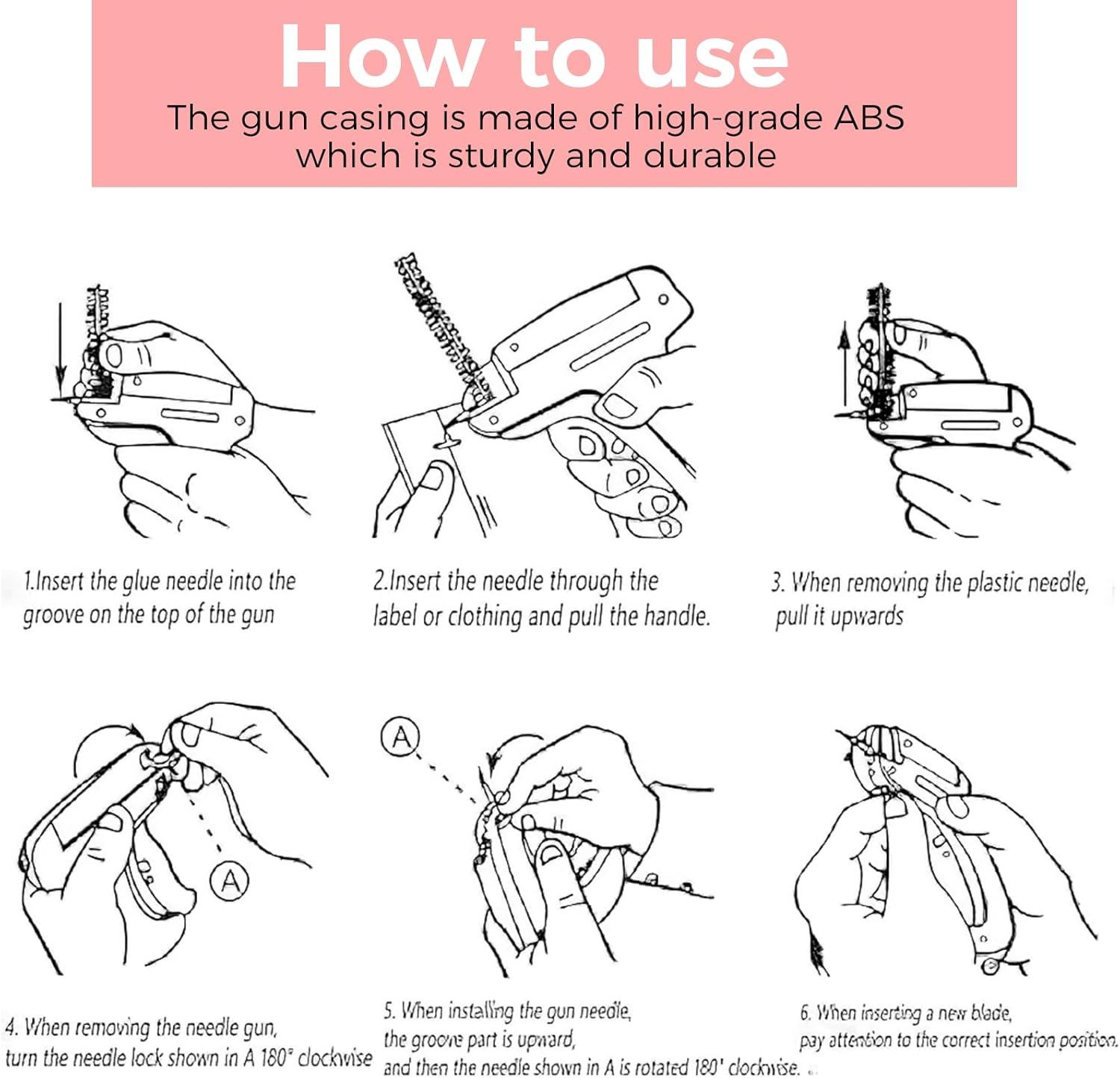 Stitch Gun,Tagging Gun for Clothing, Fine Stitch Mini Stitch Gun for Clothes,Quick Clothing Fixer,Hemming Sewing Tool Kit with 5 Needles,Includes 1000 Fasteners, Great for Garment Repair (Pink) image number 1