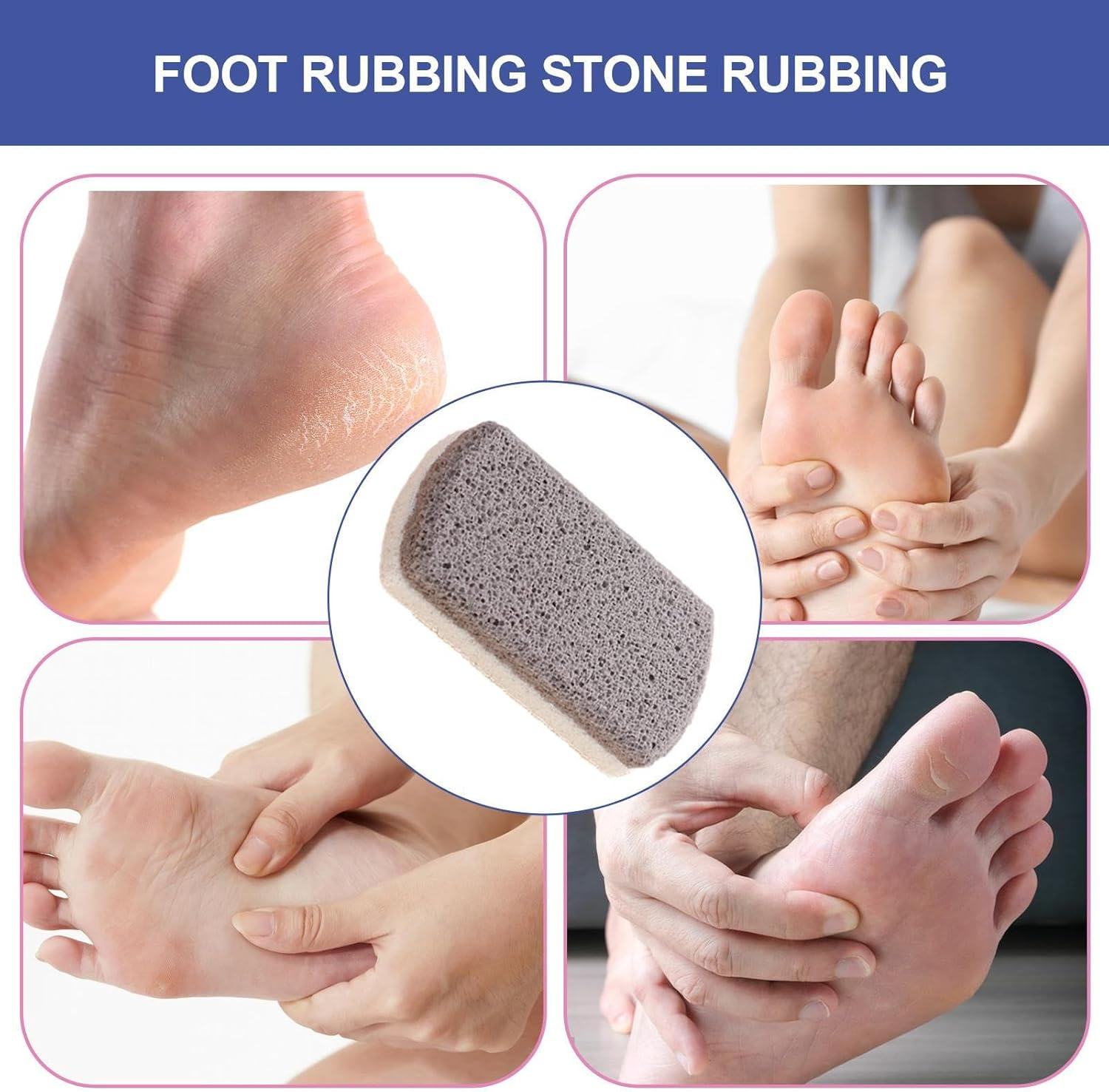 Pumice Stone for Feet,Double-Sided Design Foot Scrubber Pumice | Massaging Foot Stone, Effective Foot Scrubber for Hands, Palm, Dry Dead Skin Pochy - Gray image number 5