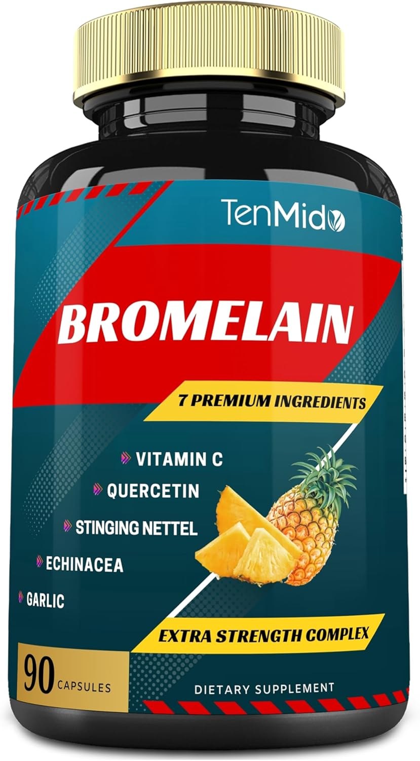 Bromelain Capsules 4600Mg, Proteolytic Enzymes & Vitaminc, Quercetin, Echinacea, Garlic, Pepper | Supports Digestion, Joints Comfort, Gut Health | Anti-Inflammatory, Nutrient Absorption, 90Caps image number 3