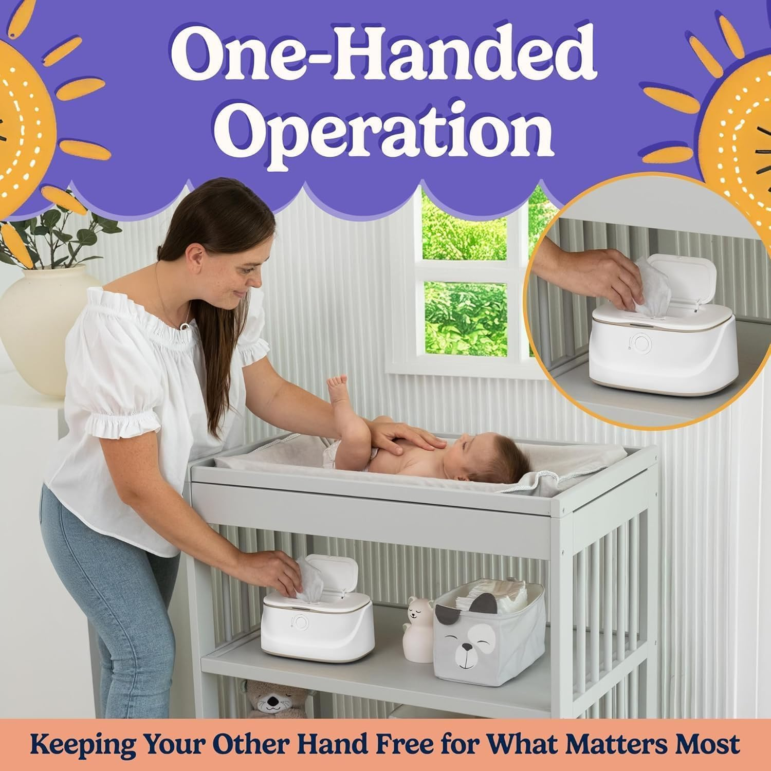 Baby Wipe Warmer, Innovative Spring Design,Large Capacity Wipes Dispenser and Diaper Wipe Warmer with Night Light, Fast and Even Heating, Temperature Display, 3 Modes of Temperature Heating Control image number 1