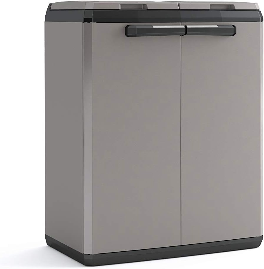 Keter Split Base Indoor Outdoor Multi Purpose Recycling Cabinet Grey/Black image number 1