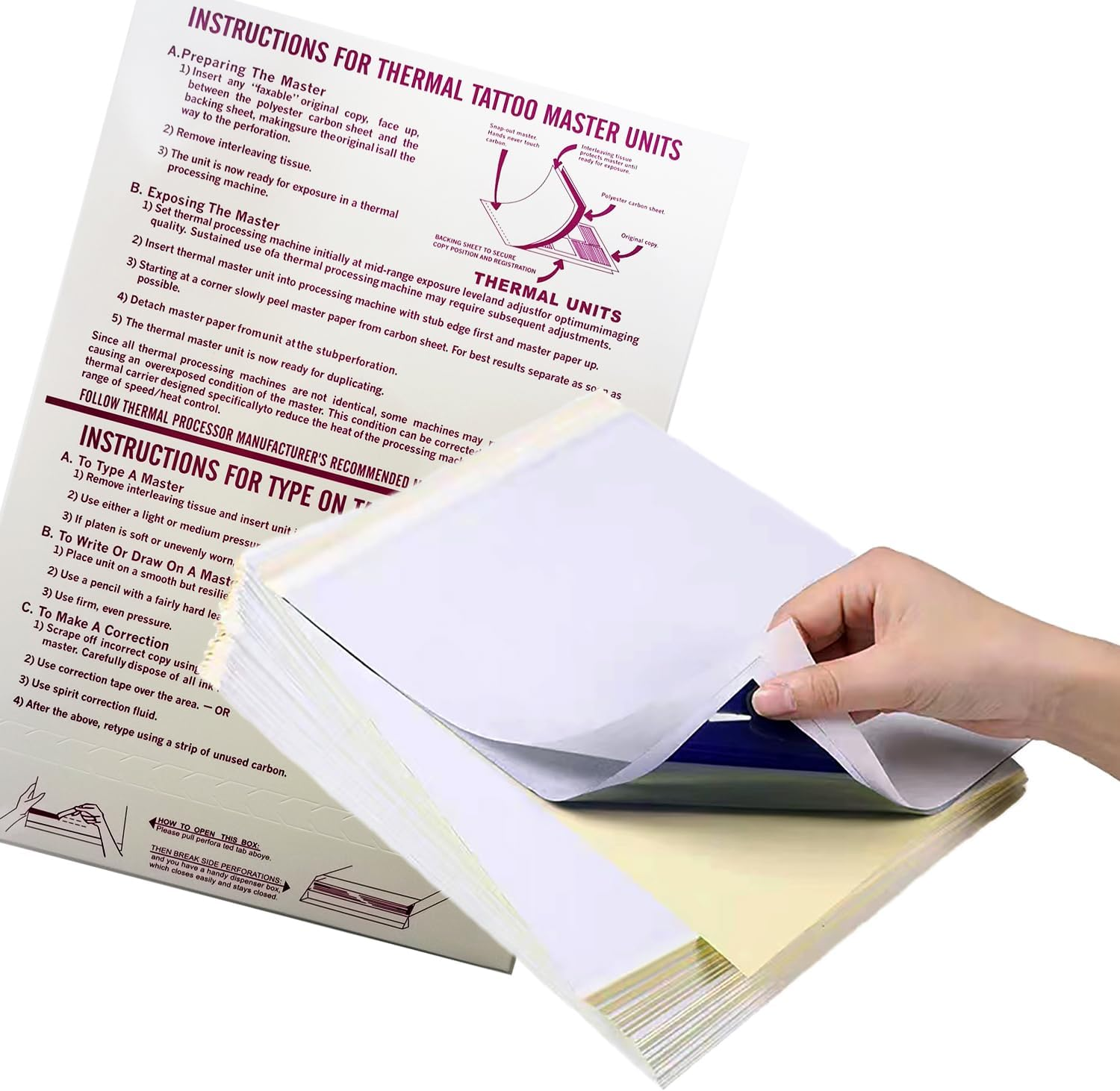 Blank Tattoo Skin Practice, 8Pcs Eyebrow Tattoo Skin Practice,Tattooing Skins Microblading Eyebrow Practice Skin for Tattoo Supplies,Tattoo Kit,For Beginners and Experienced Tattoo Artists (100 PCS Tattoo Stencil Paper) image number 2