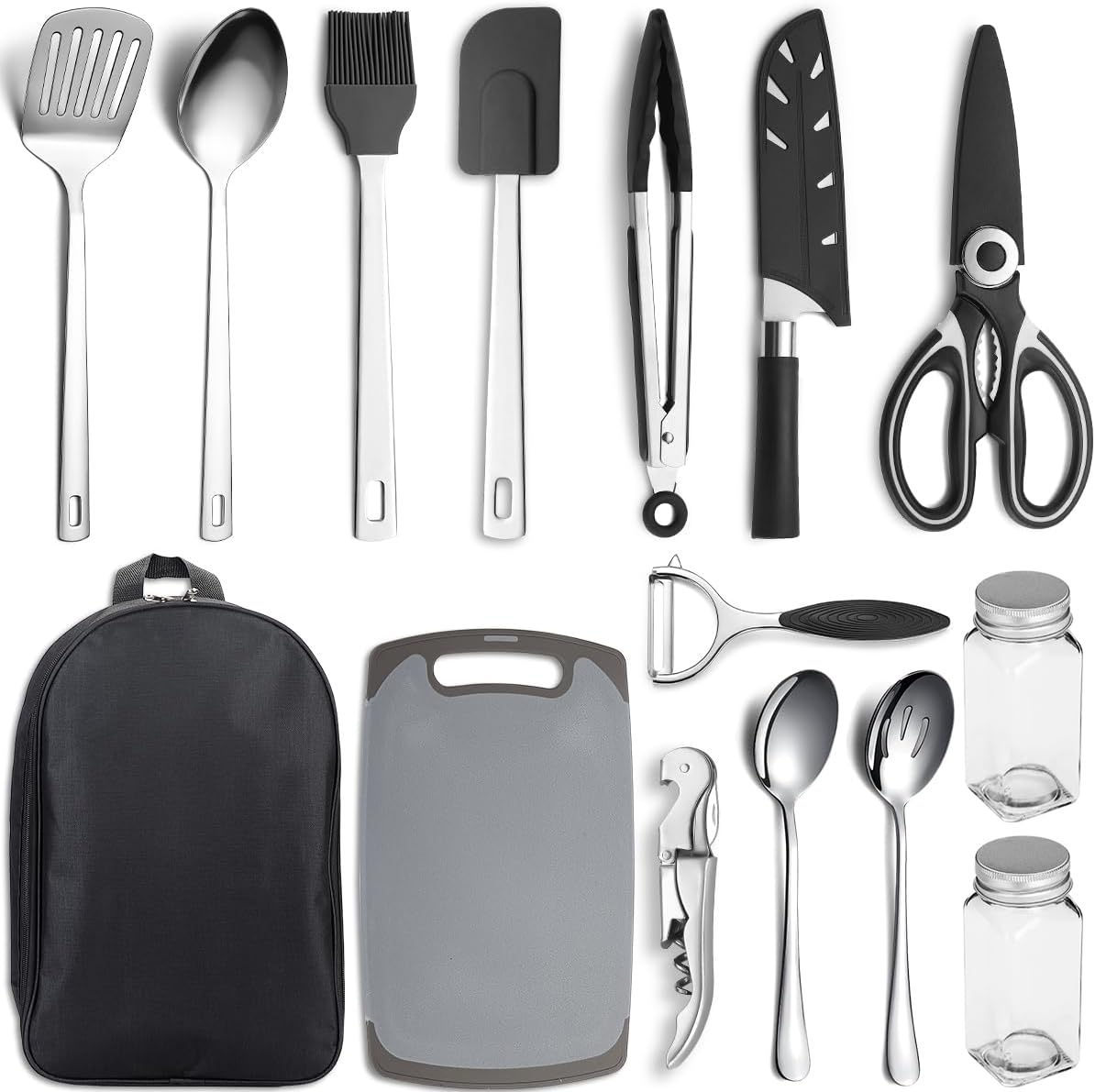 Kyraton Camping Cooking Set 15 Pack, Camping Cookware, Camping Essentials, Portable Camping Kitchen Utensil Set, Ldeal for Backpacking, Barbecuing, Camping and Hiking Trips. image number 2