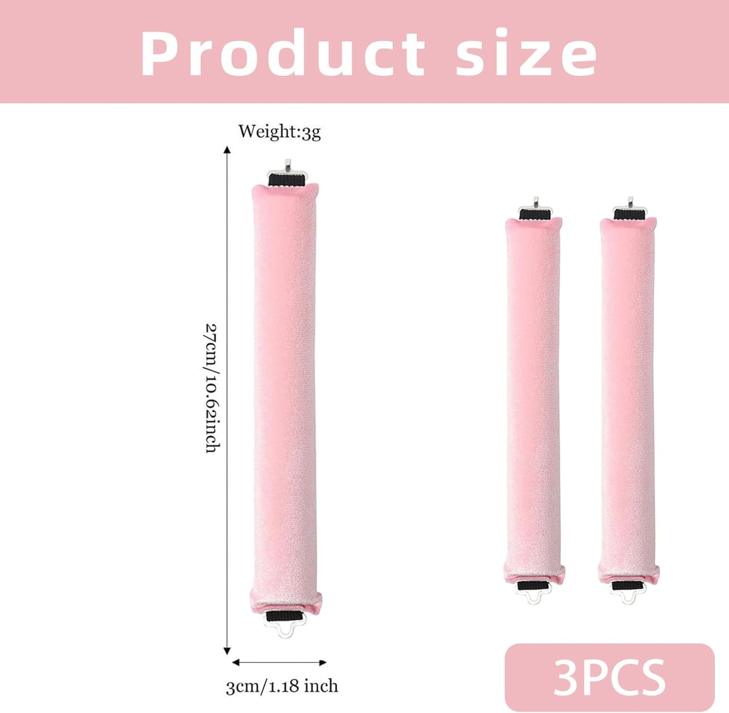 Pack of 3 Heatless Curls Band, Overnight Curls with Hooks, Overnight Blowout Curls without Heat, Overnight Curls, Curling Band for All Hair Types, Comfortable (Pink, Pack of 3) image number 3