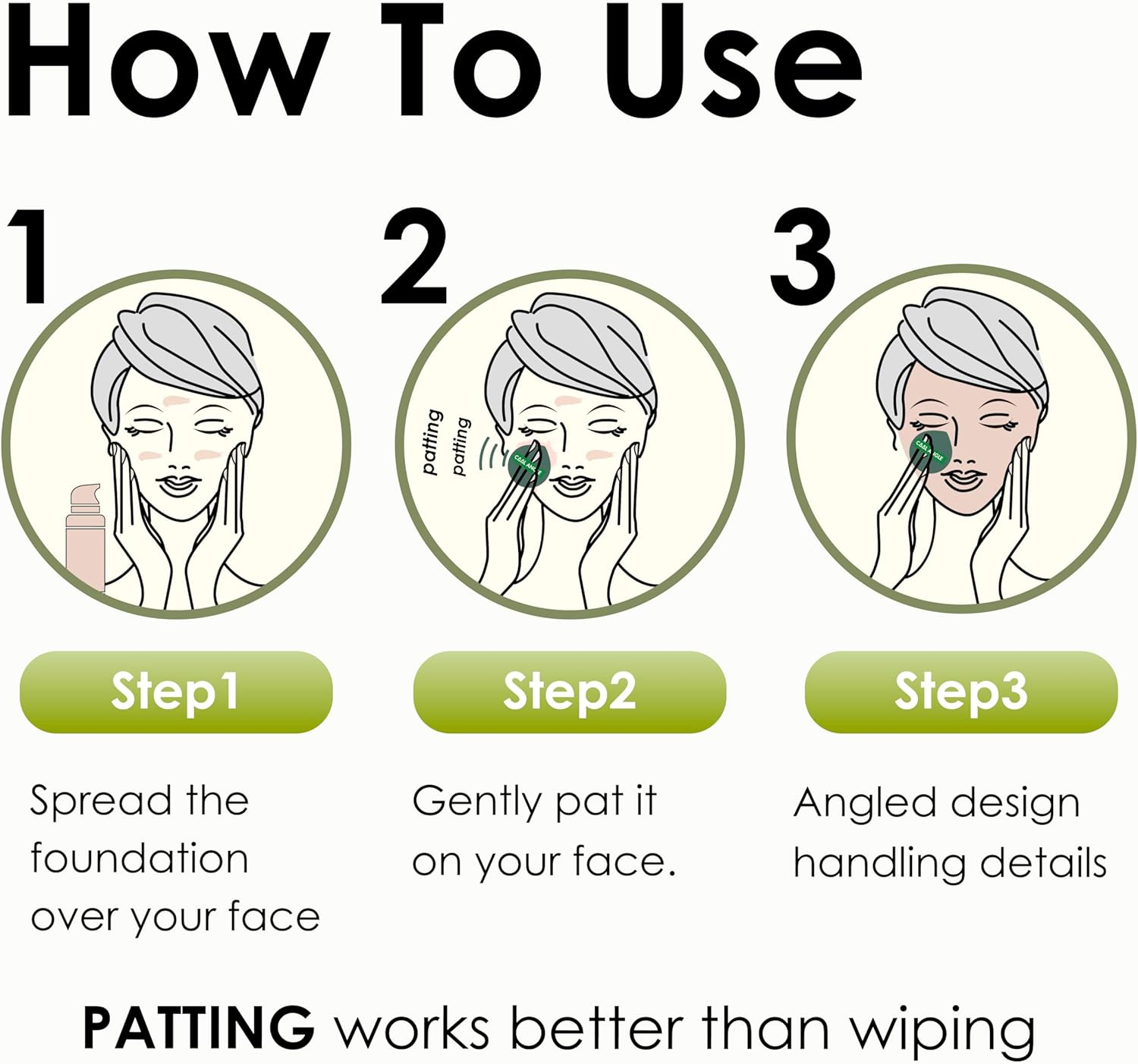 COOL-ANGLE 5Pcs Makeup Sponge for Foundation Concealer and Powder, Latex Free Blender Sponge for Natural and Easy Makeup Soft Long-Lasting and Beginner-Friendly, Green, Medium image number 5