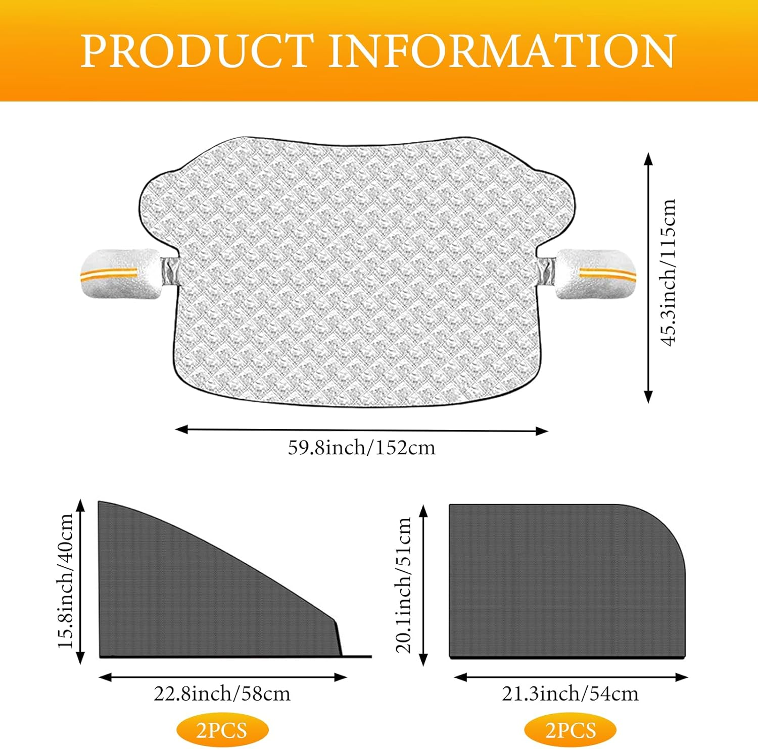 5Pcs Car Windshield Sun Shade, Magnetic Windshield Cover, Sunshade Front Window Automotive Covers, Car Windscreen Cover with Side Mirror Cover, Universal Foldable UV Ray Sun Visor Protector (Sedan)