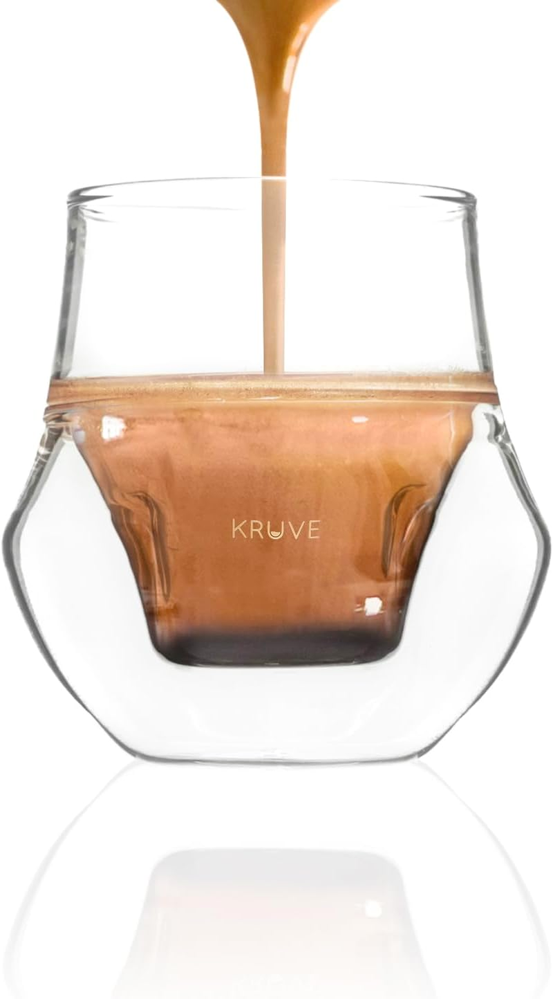 KRUVE Propel Espresso Glass, Hand Made, Double-Wall, Clear, 2.5Oz, Scientific Design (Set of Two) image number 1