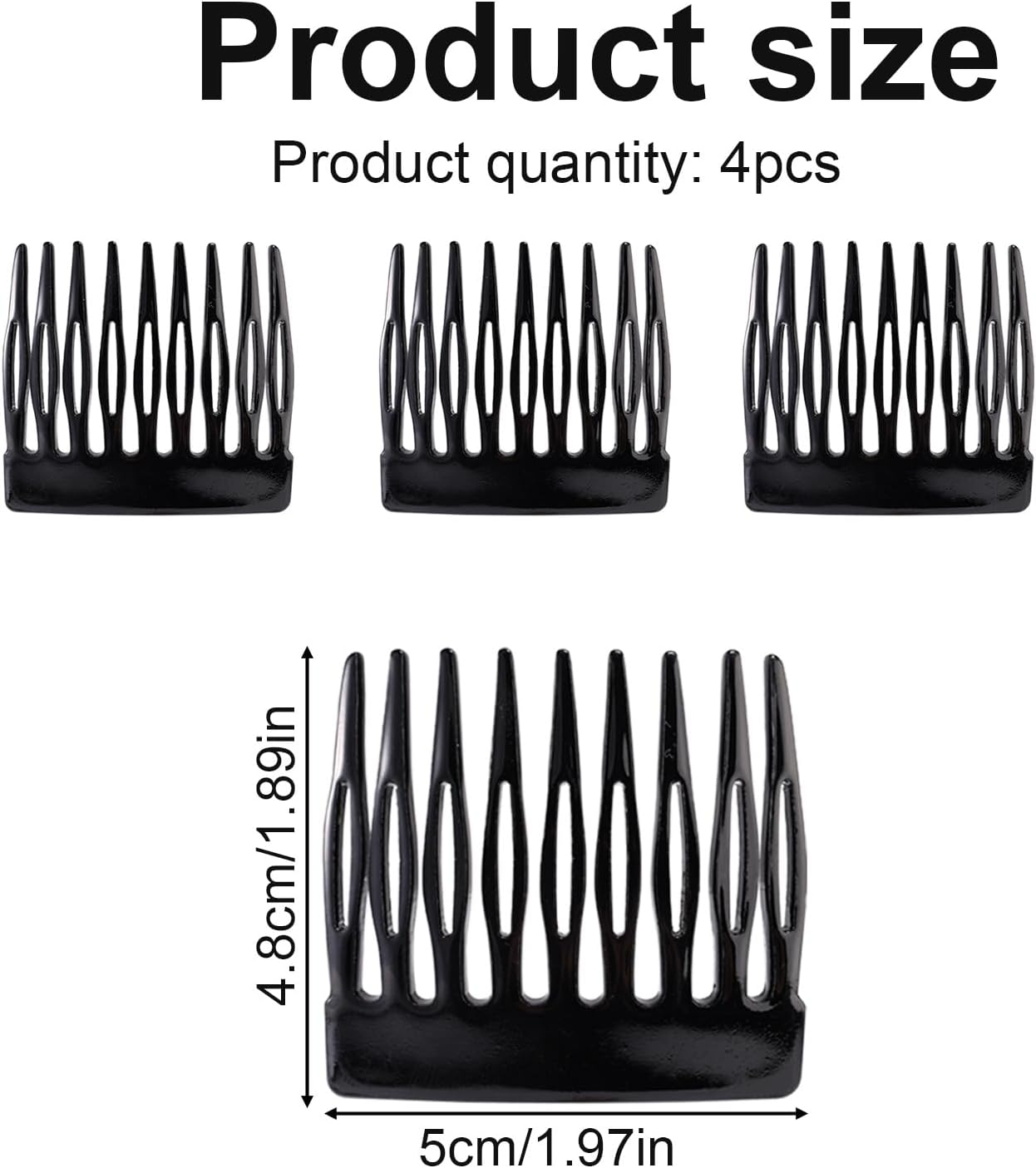 BOXOB 4Pcs French Side Comb, Black Small French Twist Hair Comb Decorative Bun Hold Clips Strong Hair Styling Accessories for Girls & Women image number 3