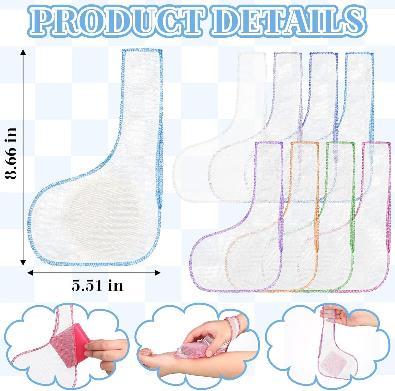 Cosblank 8 Pcs Soap Bar Saver Bag to Preserve Soap Mesh Pouch for Shower Body Wash Conditioner Shampoo Bar Holder, 8 Colors image number 1