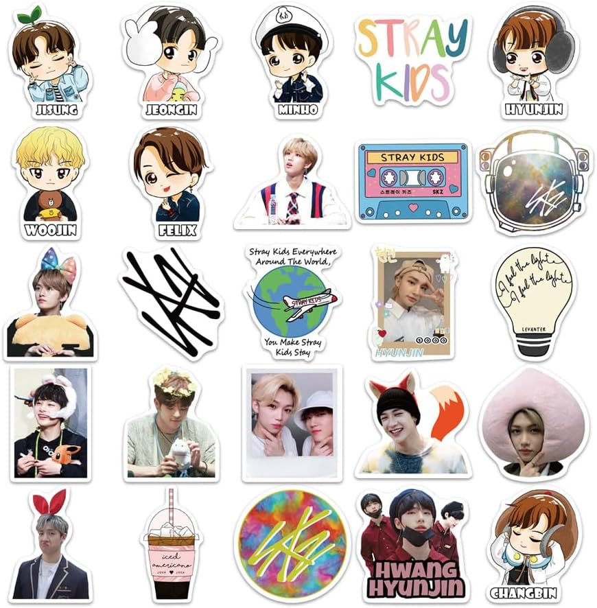 50Pcs Stray Kids Pack 1 Korean Singer Idol Stickers Vinly Decal Suitcases Skateboard Cars Luggage Helmets Ipads Boats Surfboards for Kids Teens image number 2