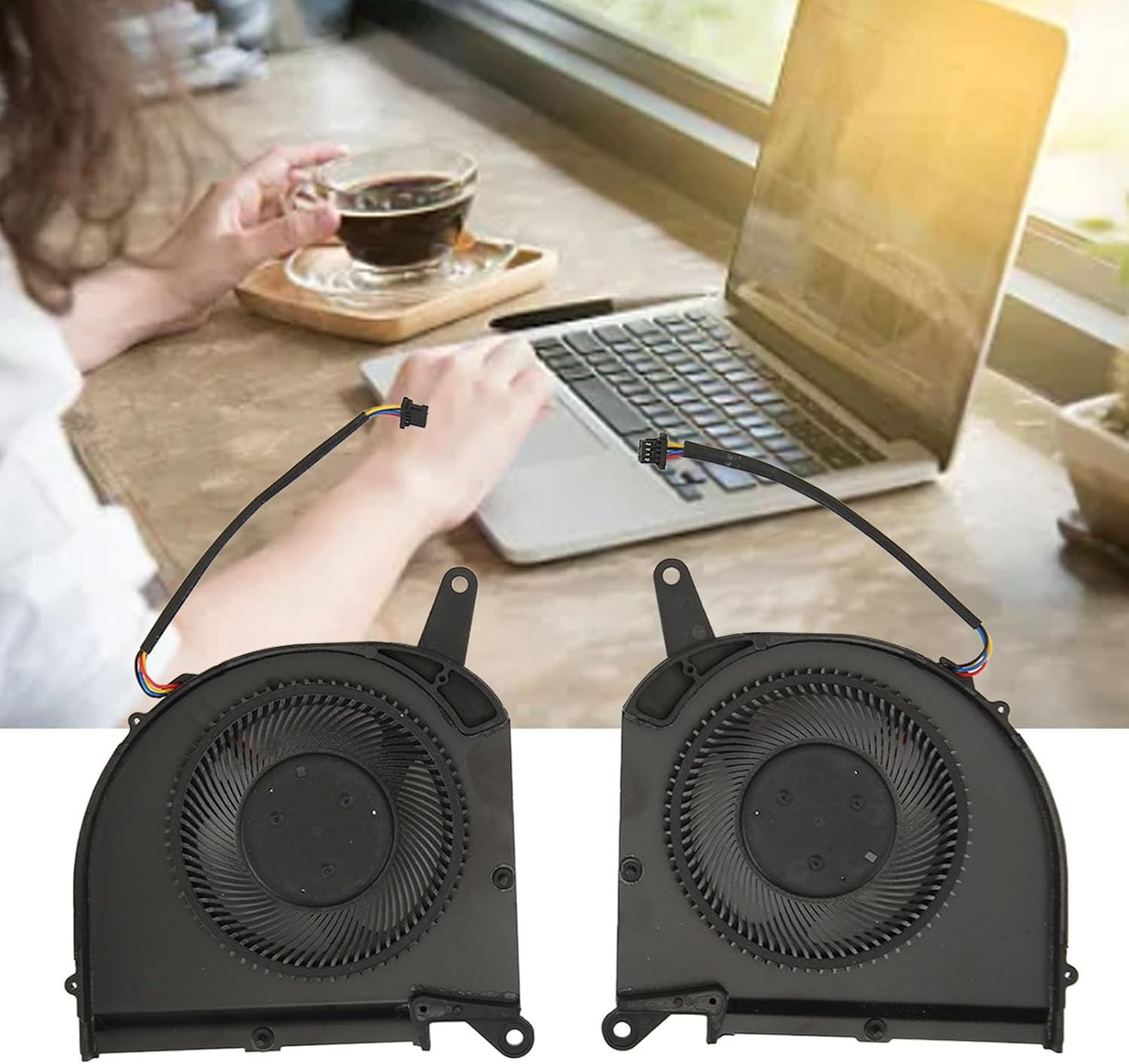 Replacement Laptop Internal Cooling Fan for Gigabyte for AERO 15 SA 17 HDR XA RP75XA RP77XA, 4Pin Power Connector (CPU and GPU Cooling Fan) image number 5