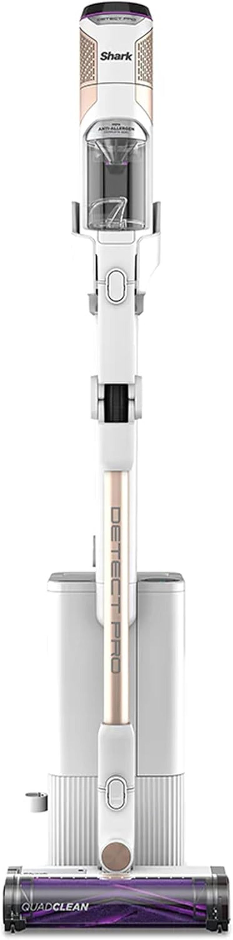 Shark Detect Pro Cordless Vacuum Cleaner with 2L Auto-Empty System, Ultra-Lightweight & Flexible anti Hair Wrap with Pet & Duster-Crevice Tools, 60 Mins Run-Time, Dock, IW3611ANZ, Colour: White/Brass image number 6