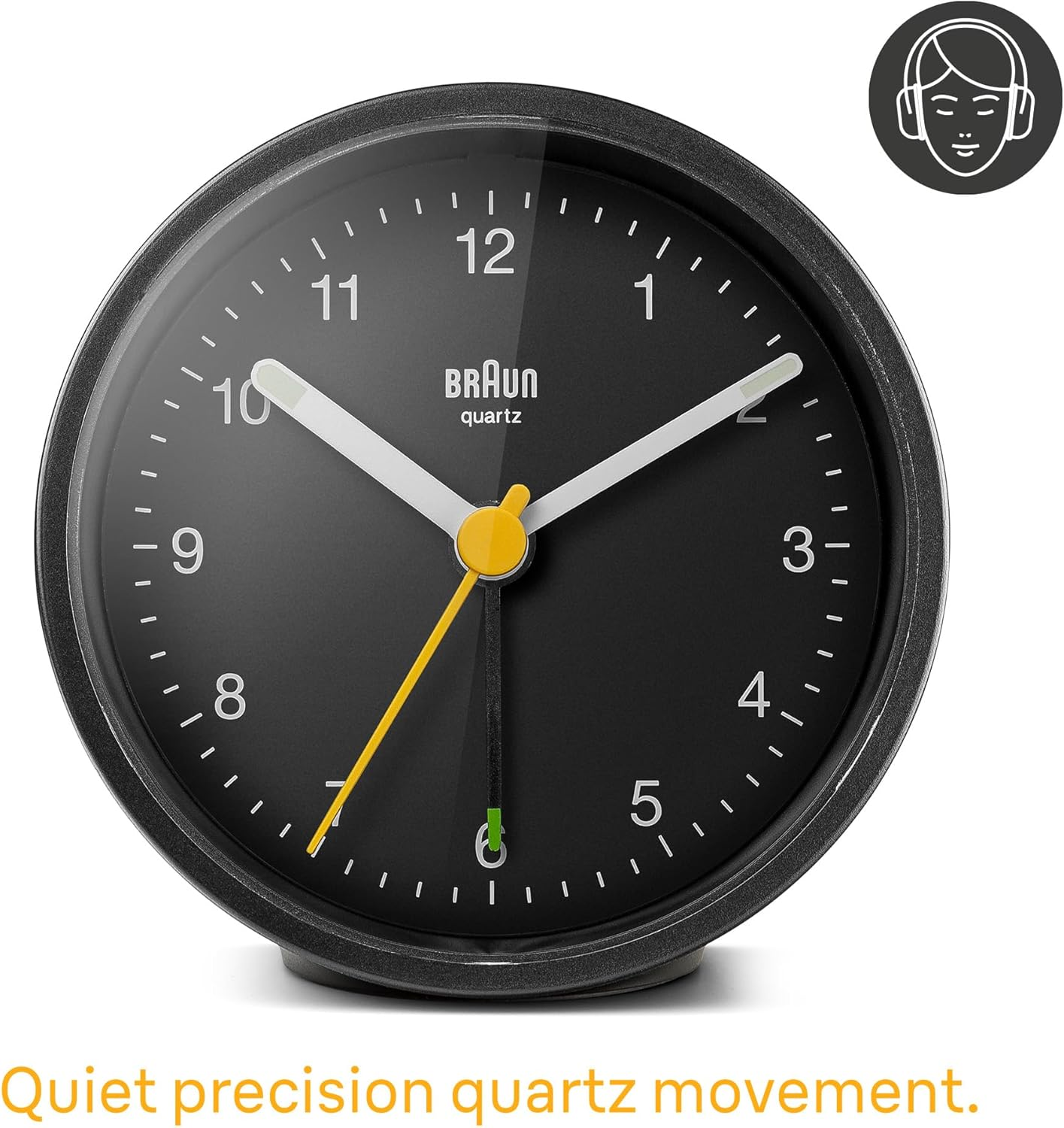 Braun Classic Analogue Clock with Snooze and Light, Quiet Quartz Movement, Crescendo Beep Alarm in Black, Model BC12B, One Size image number 4