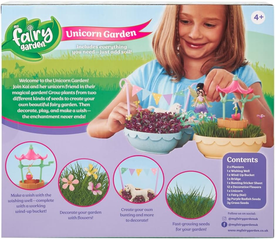 My Fairy Garden Unicorn Garden, Grow and Create a Mini Garden for Magical Fairy Kai and Her Unicorn Friend, Includes 2 Planters and 2 Packs of Fast-Growing Seeds, Decorate with the Accessories image number 1