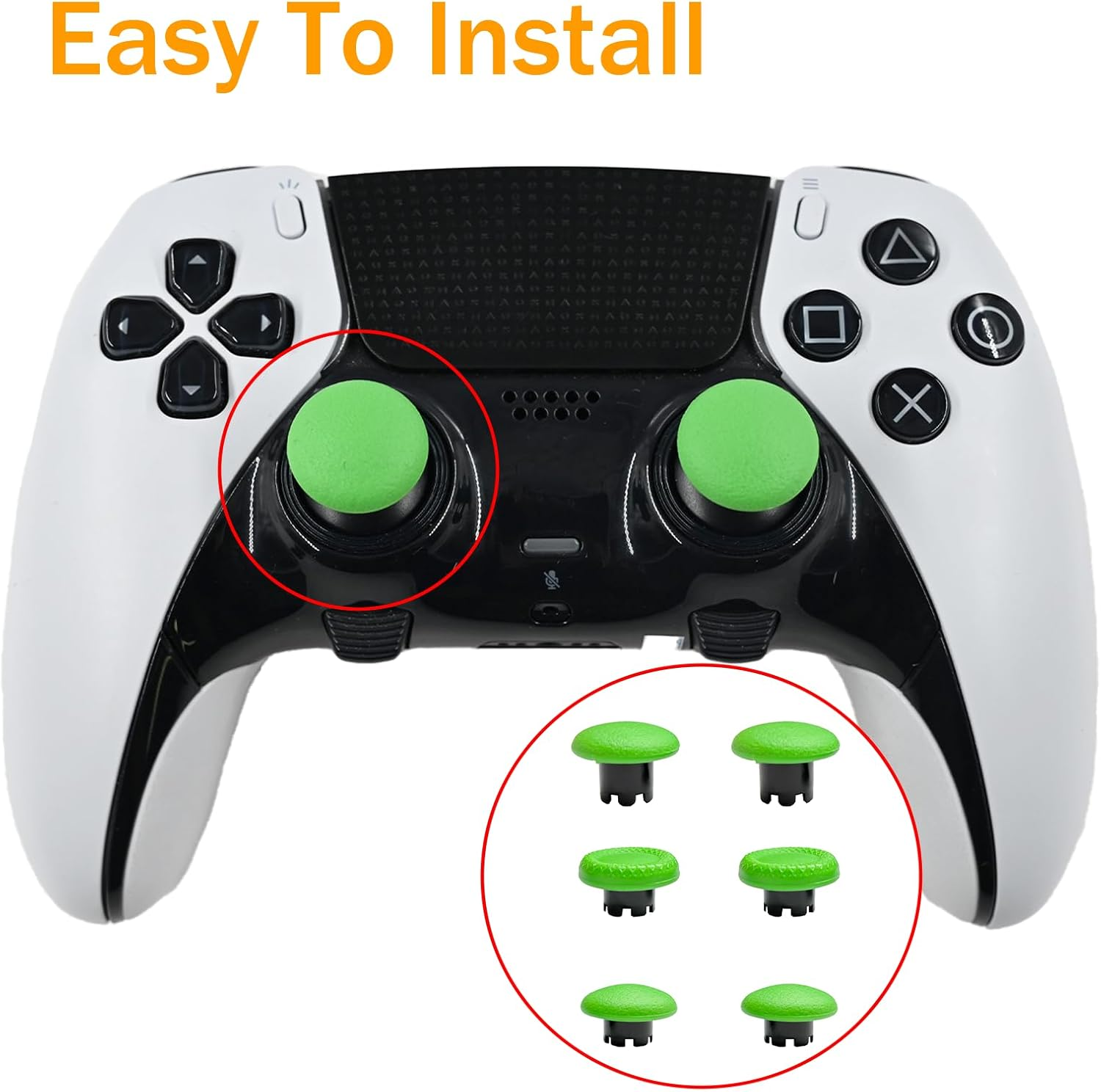 Thumbsticks for PS5 Edge Controller, Thumbsticks Paddles Replacement for PS5 Dualsense Controller, 6 in 1 Accessories Parts for PS5 Dualsense Edge Controller Analog Joystick Repair Kit (Green) image number 4