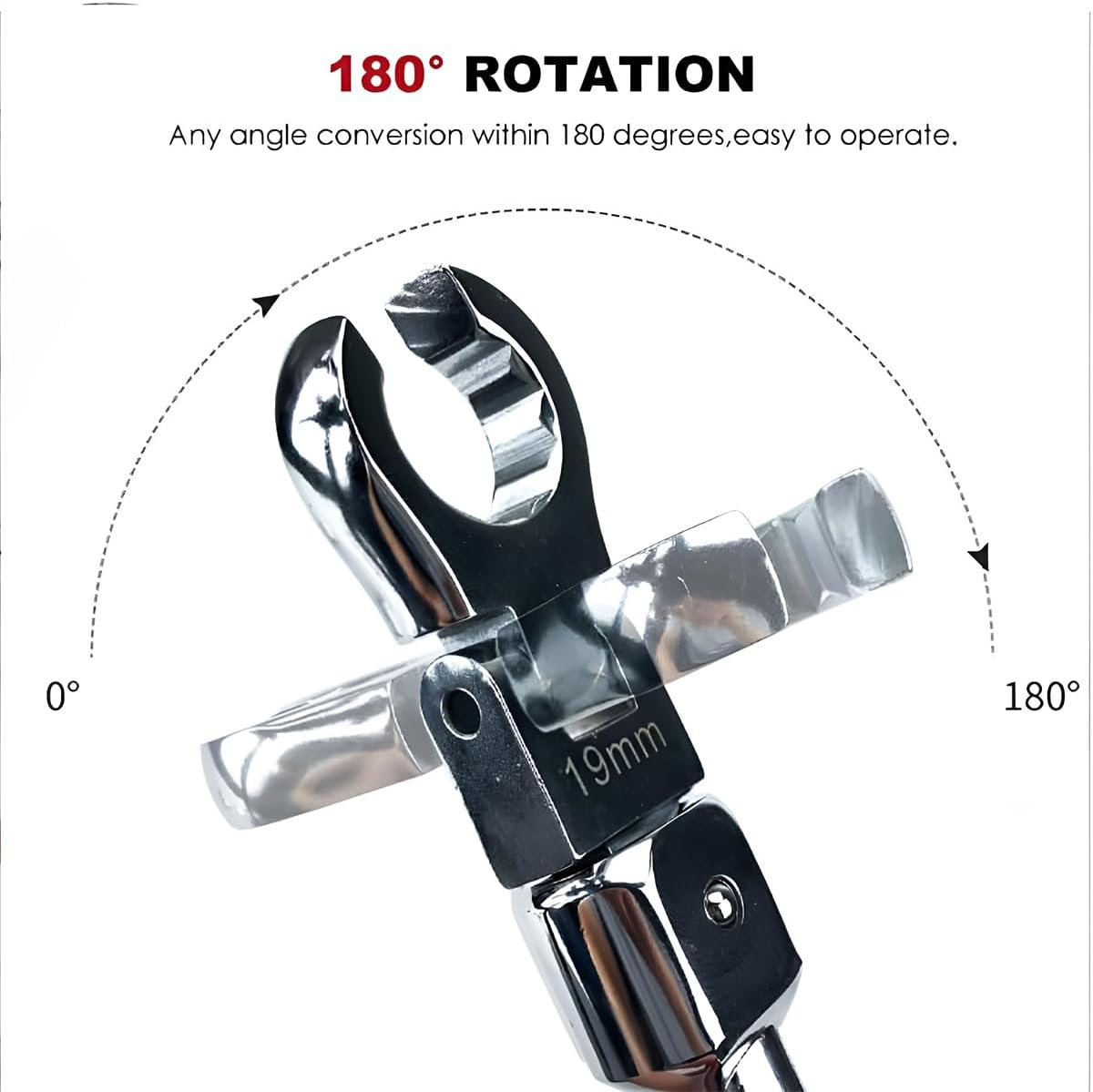 AIMALL 9-Piece Replaceable Ratchet Wrench Set - 180&deg; Rotating Swivel Pipe Wrench for Automotive Repair image number 3