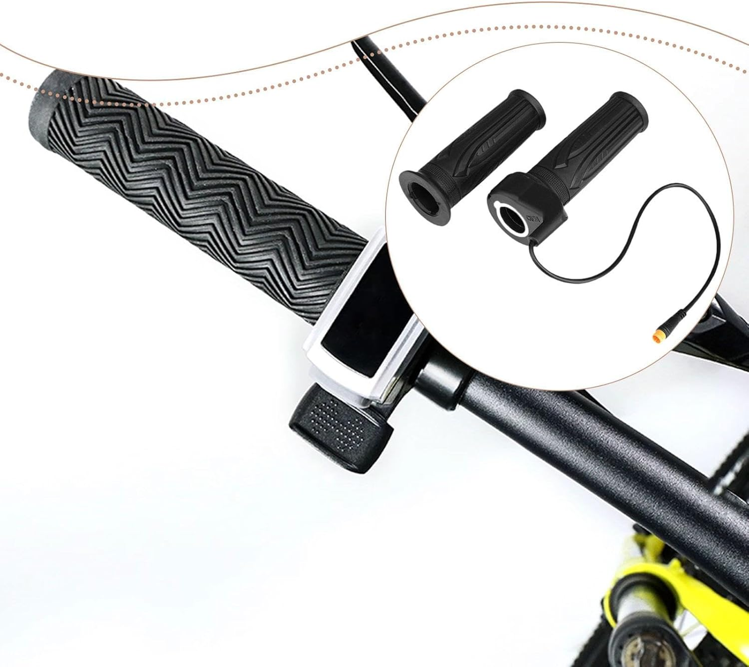 Kowaku Throttle Grip with Cable Ergonomic Black Electronic Throttle Grips Handlebar image number 1