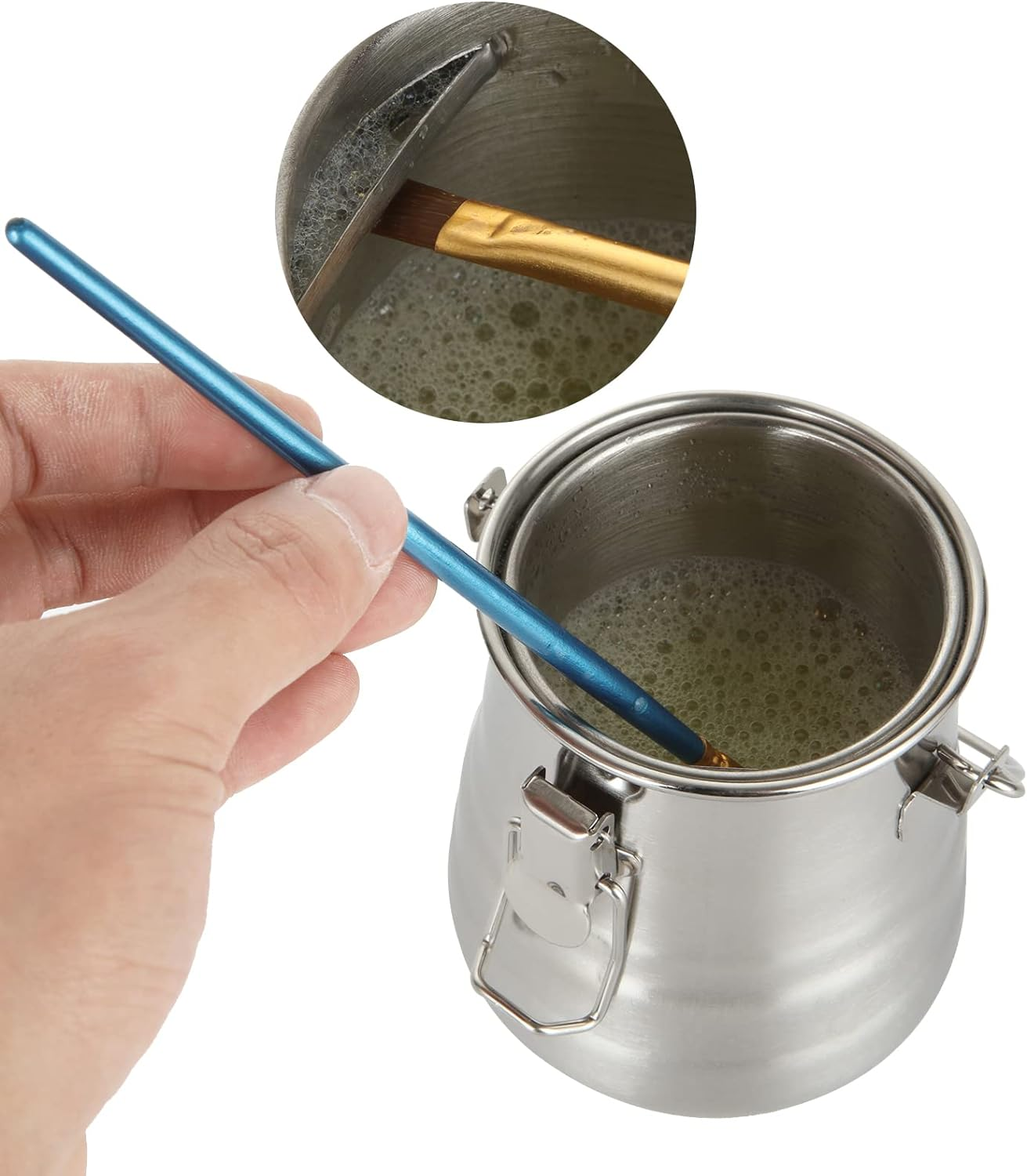 DIRBUY Oil Paint Brush Washer, Portable Stainless Steel Leak-Proof Paint Brush Washer with Lid and Filter Screen for Oil Painting, 3.9 Tall X 3.4 Inch Diameter image number 5
