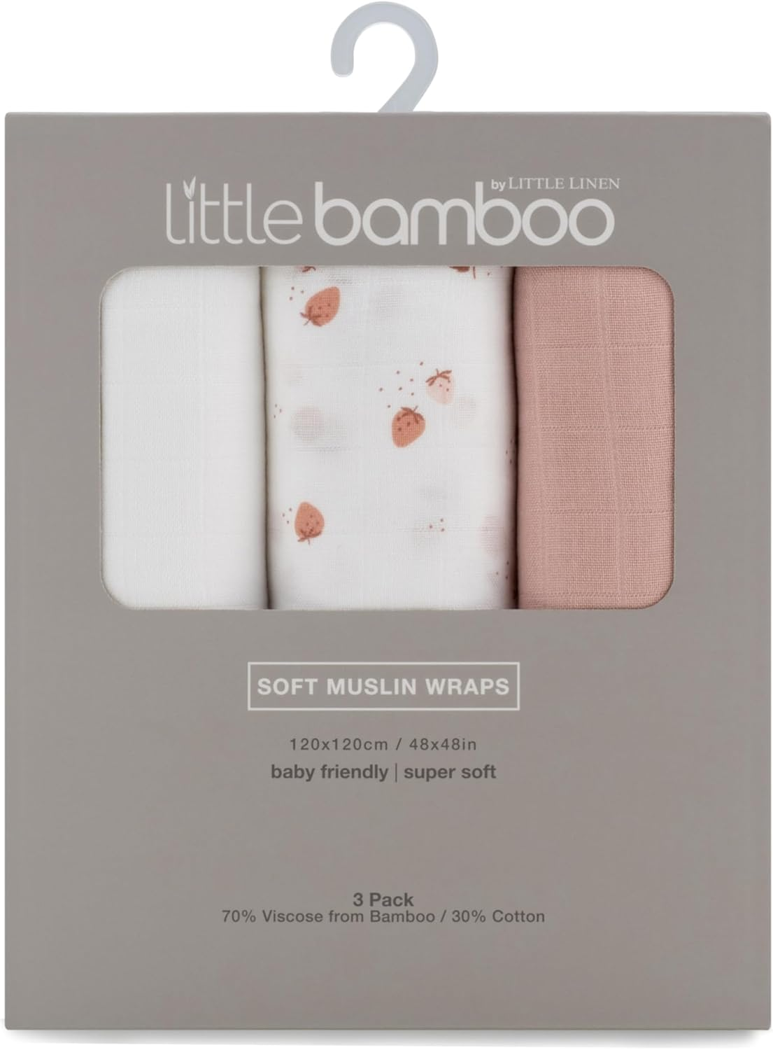 Little Bamboo Muslin Wraps 3Pk - Dusty Rose image number 4