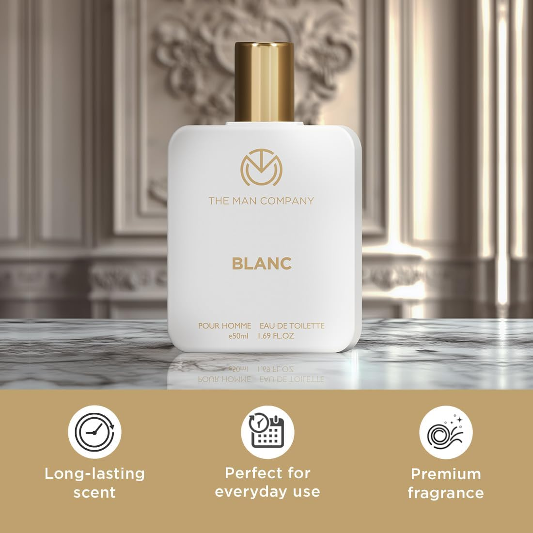 The Man Company Blanc Edt Perfume - Musk, Citrusy & Aromatic Scent for Men | Premium Long-Lasting Fragrance Spray | Eau De Toilette image number 3