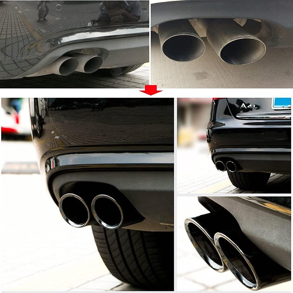 Dsycar Chrome Plating Stainless Steel Car Exhaust Muffler Tip Pipes Covers for Audi A1 Q3 A4L Q5 A3 TT Black image number 6