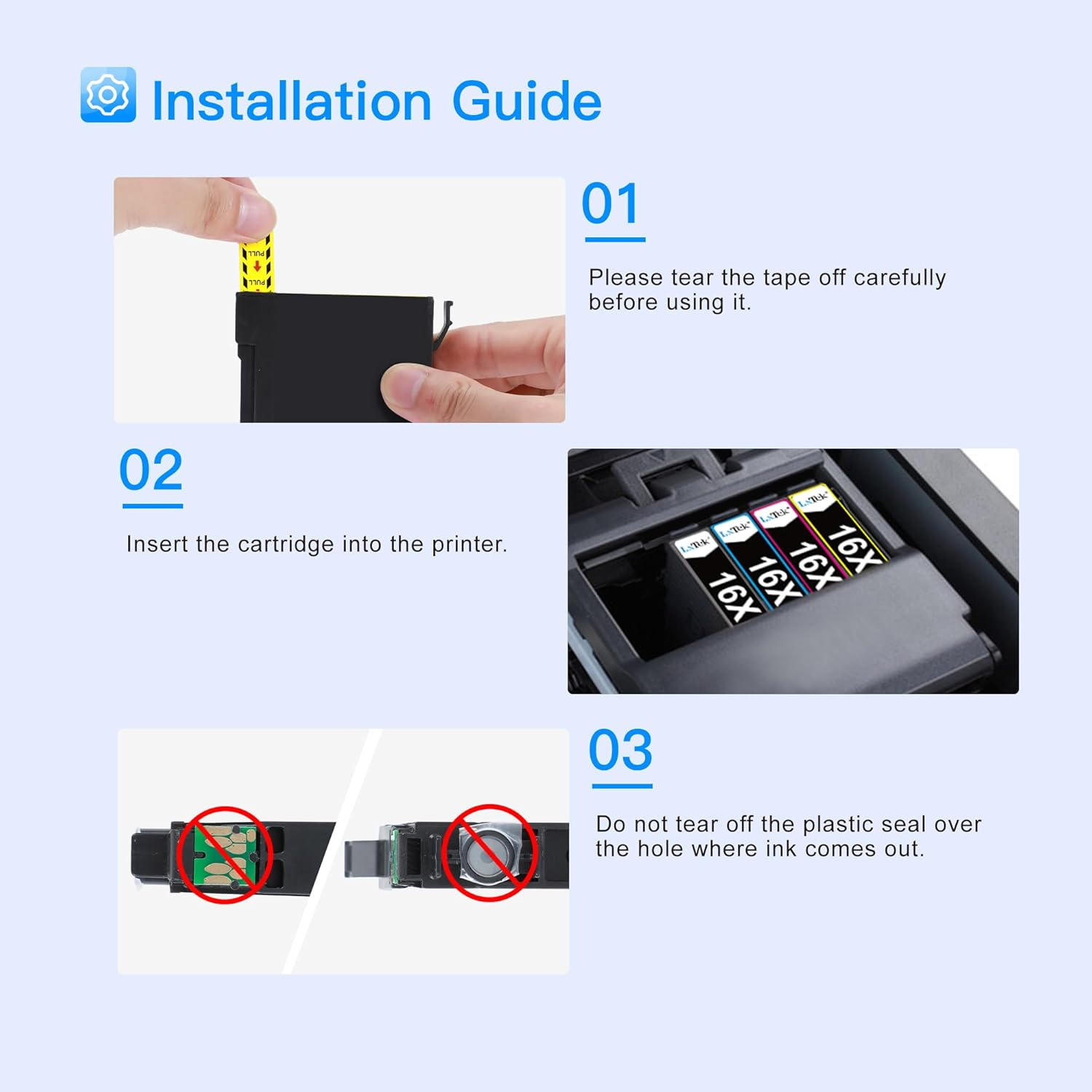 Lxtek 16XL Compatible Ink Cartridge Replacement for Epson 16 XL Ink for Epson Workforce WF-2750 WF-2760 WF-2660 WF-2650 WF-2630 WF-2540 WF-2530 WF-2010 WF-2510 (6 Black 2Cyan 2Magenta 2Yellow,12-Pack) image number 5