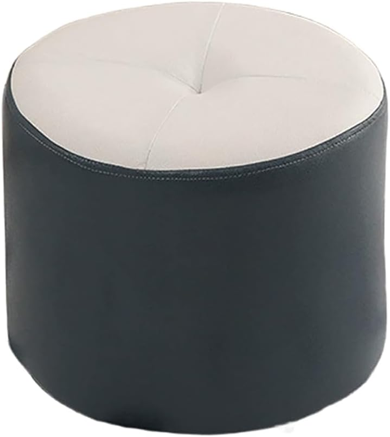 Modern PU Leather Stool with Wooden Frame，Multifunctional Entryway Bench, Shoe Changing Ottoman, Soft Cloud Grey Compact Seat for Living Room, Bedroom & Office (31X31X26Cm) image number 2