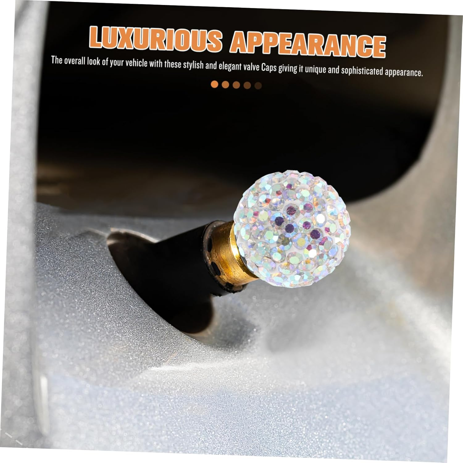 HOLIDYOYO 4Pcs Crystal Tire Valve Caps Car Tyre Bling Valve Caps Fit Easy Installation Automotive Accessories image number 3