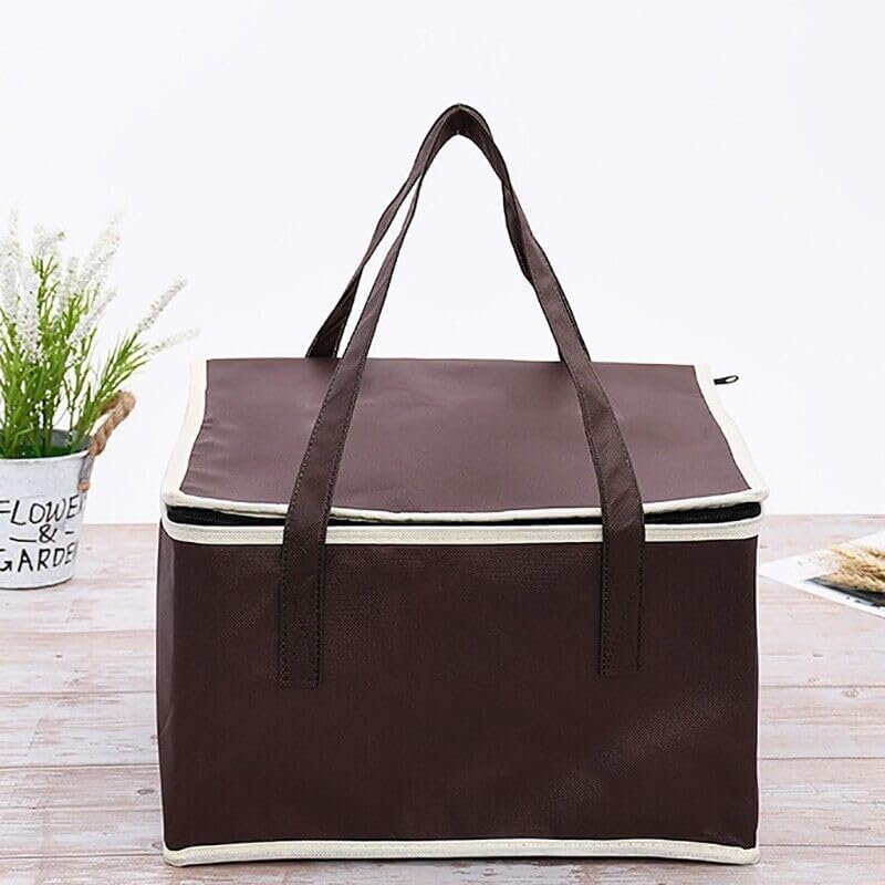 Pizza Delivery Bag Insulated Thermal Food Container Backpack Storage Insulated, Durable Non-Woven Fabric, 40X40X22Cm, Versatile for Hot and Cold Items - Coffee image number 2