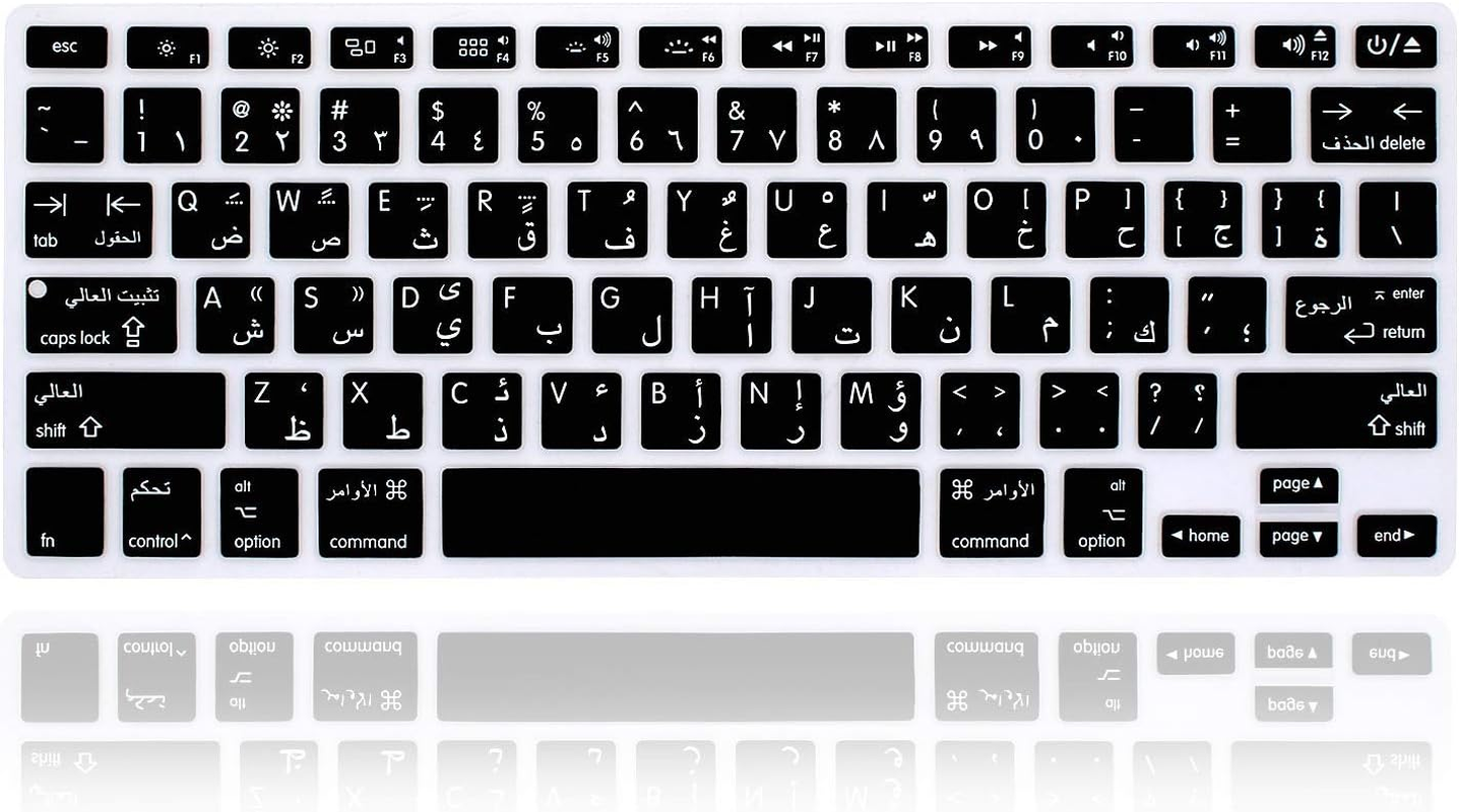 MMDW Russian Language Silicone Keyboard Cover Skin for Macbook Pro 13" 15" 17" (2015 or Older Version),For Macbook Air 13" A1369/A1466,USA Layout Protective Skin,Black
