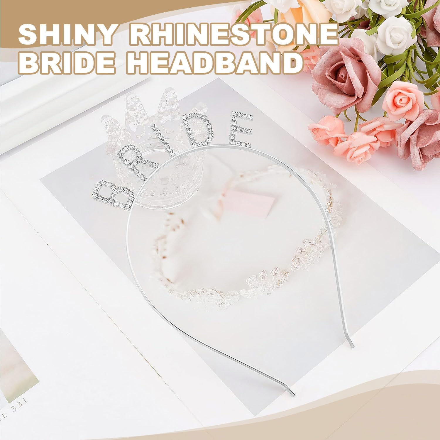 Elegant Bride Headband - Silver Bride to Be Headband with Rhinestones, Stylish Bridal Hair Accessories for Women for Wedding, Hen Party, Birthday or Bridal Shower image number 4