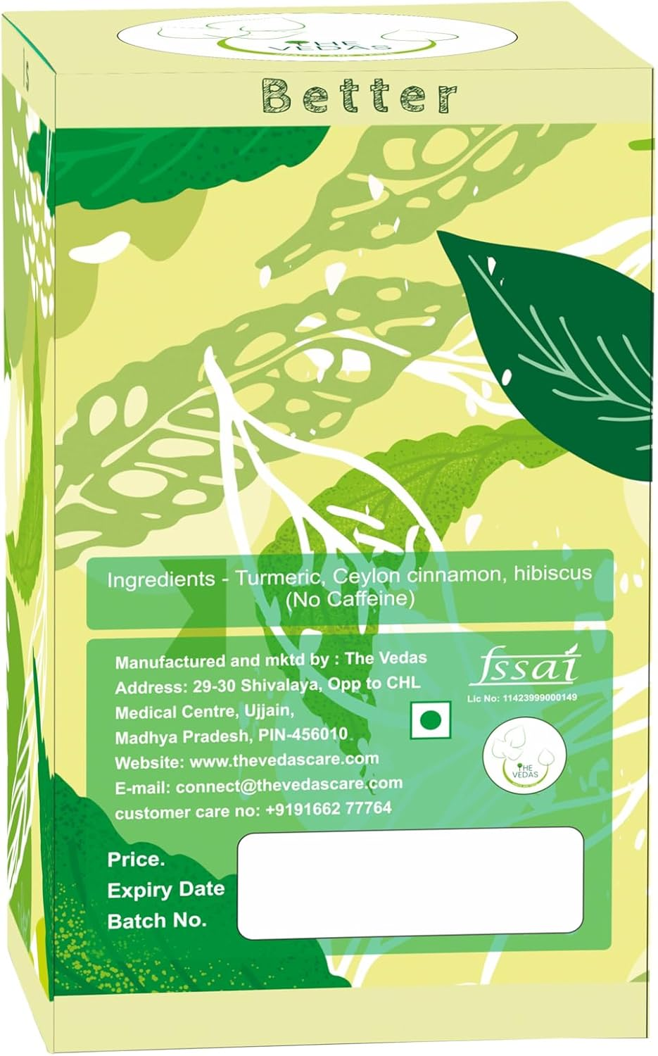 THE VEDAS Royal Turmeric Tea | Herbal Tea | Biodegradable Cotton Teabags | 20 Tea Bags image number 3