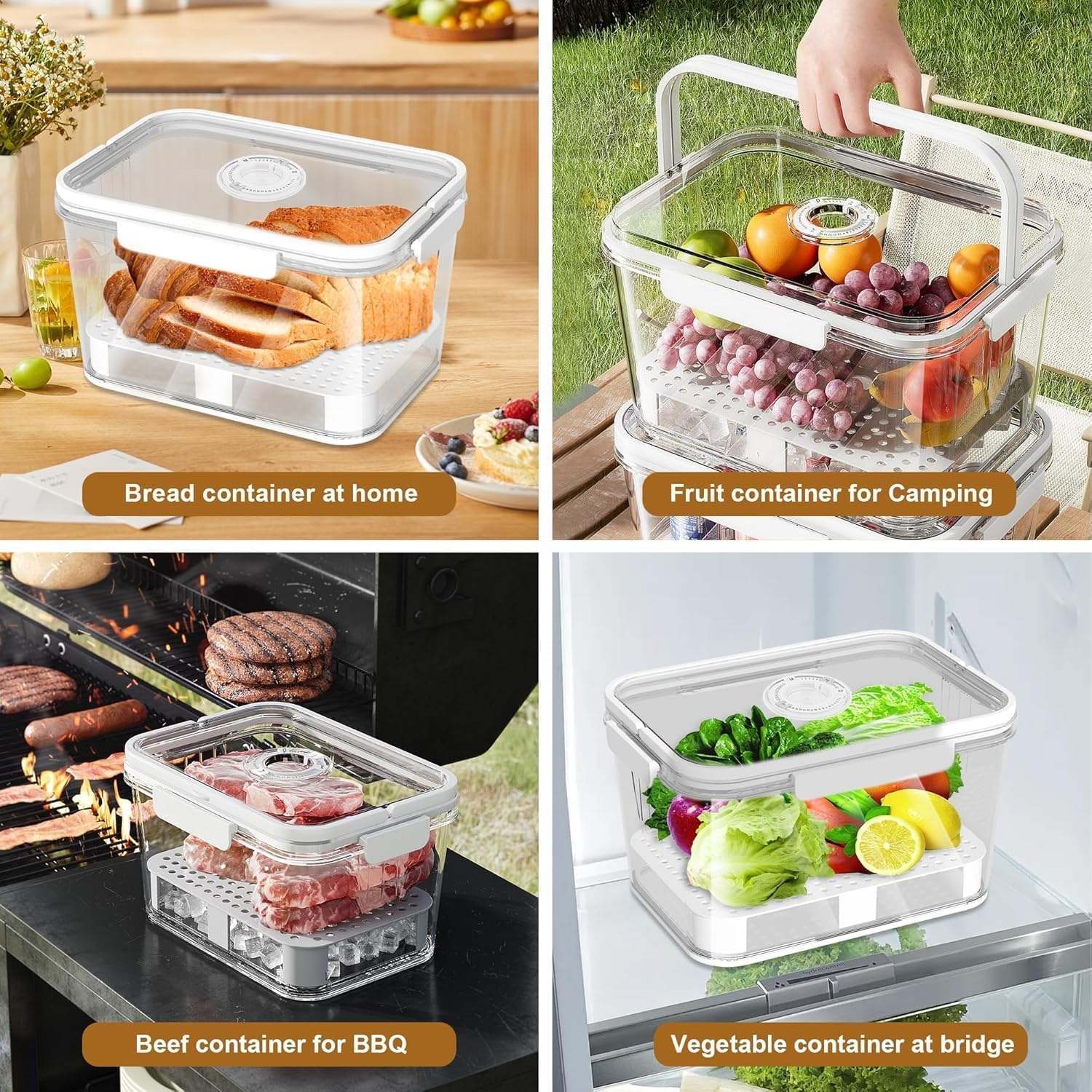 Bread Box Airtight for Kitchen Countertop, 2 Pieces Bread Holder Storage Container, Large Bread Container with Lid for Homemade Bread, Toast, Bagel, Donut and Cookies image number 4