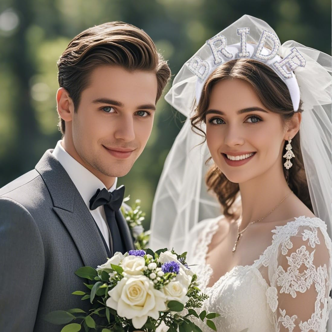 WUSJCOF 1 X Bridal Headbands, Bridal Headbands, Bridal Hair Accessories, Bridal Headbands for Wedding, Bachelorette Party, Engagement image number 2