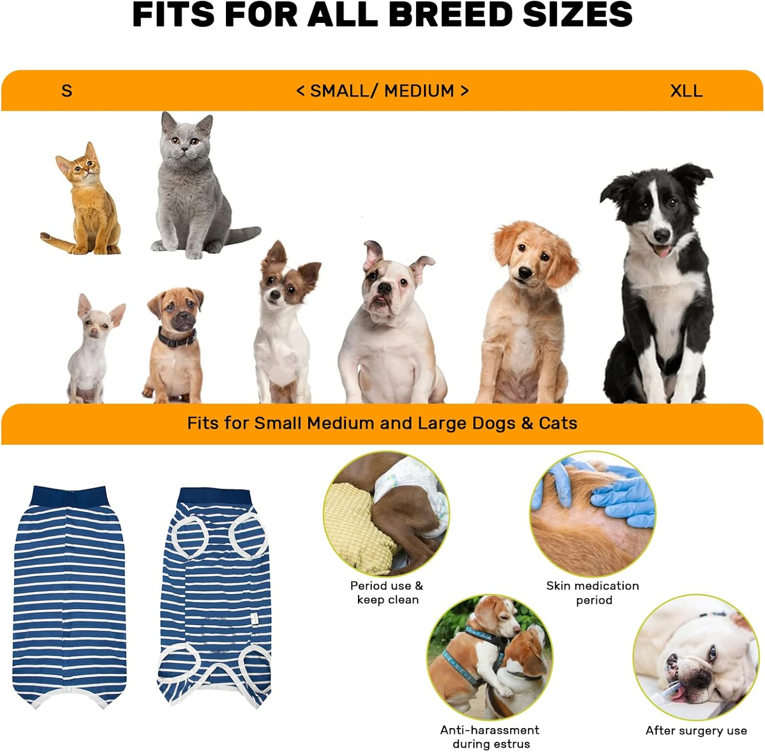 VCCLFSIA Dog Surgery Recovery Suit, Breathable Cat Onesie after Surgery for Spay Abdominal Wounds or Skin Diseases, Anti-Licking Pet Bodysuits for Male Female Cats Dogs (Blue, 2XL)