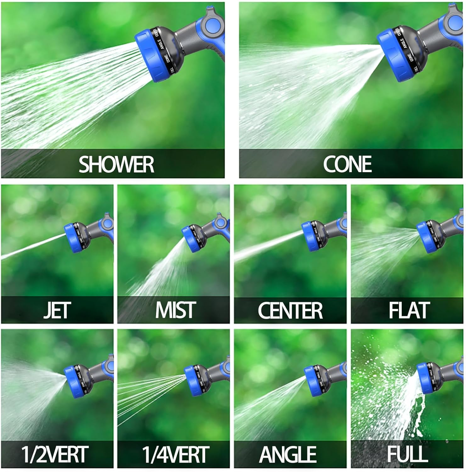 Hose Nozzle 10 Adjustable Patterns Premium High Pressure Water Hose Nozzle with Thumb Control Design Hose Sprayer Nozzle for Garden & Lawns Watering, Cleaning, Pets & Car Washing image number 3