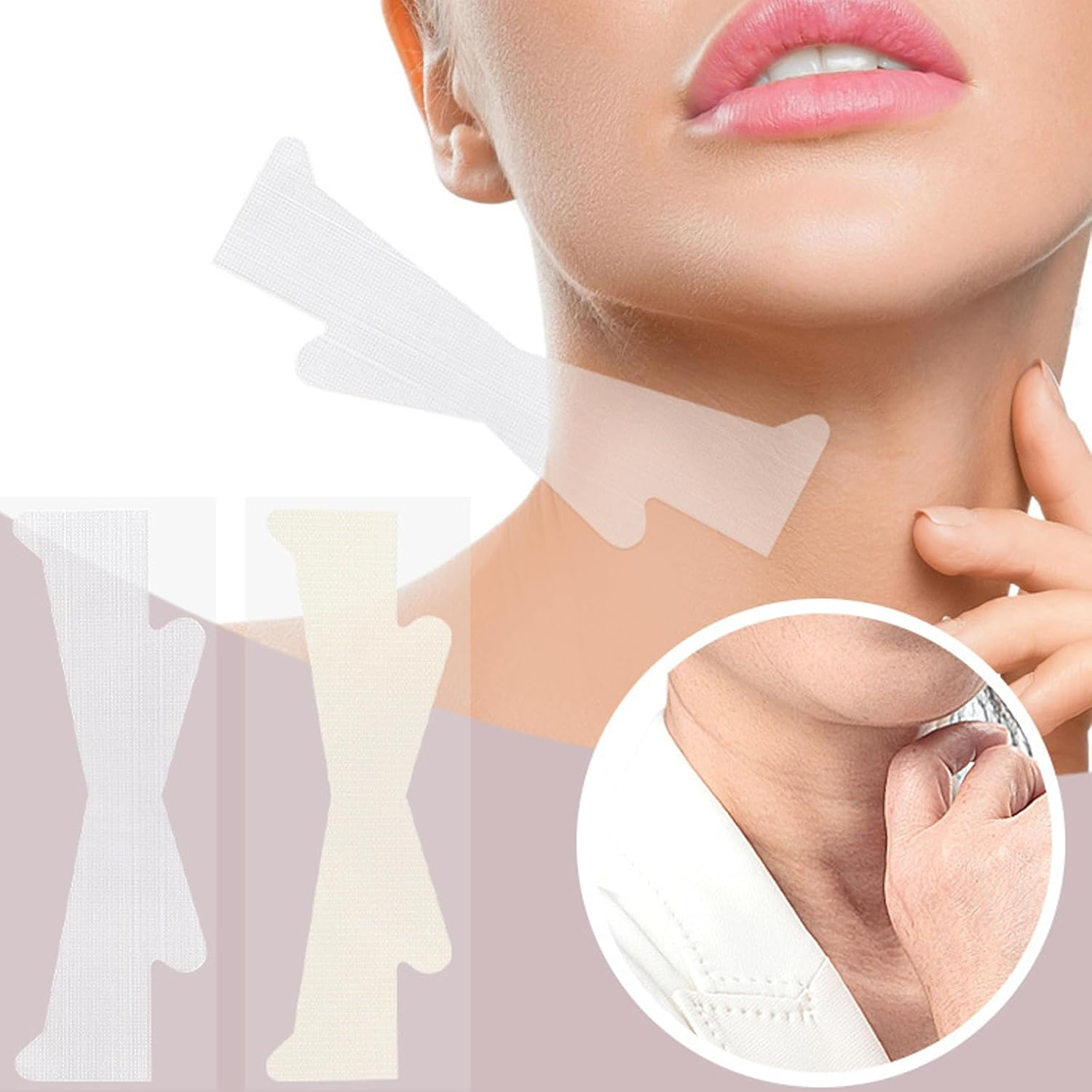 10 Pcs Tightening Bands Transparent Face Skin Tape anti Aging Safe Adhesive Elastic Neck Plaster Invisible Face Tightening Strip for Active Lifestyle - Color image number 2