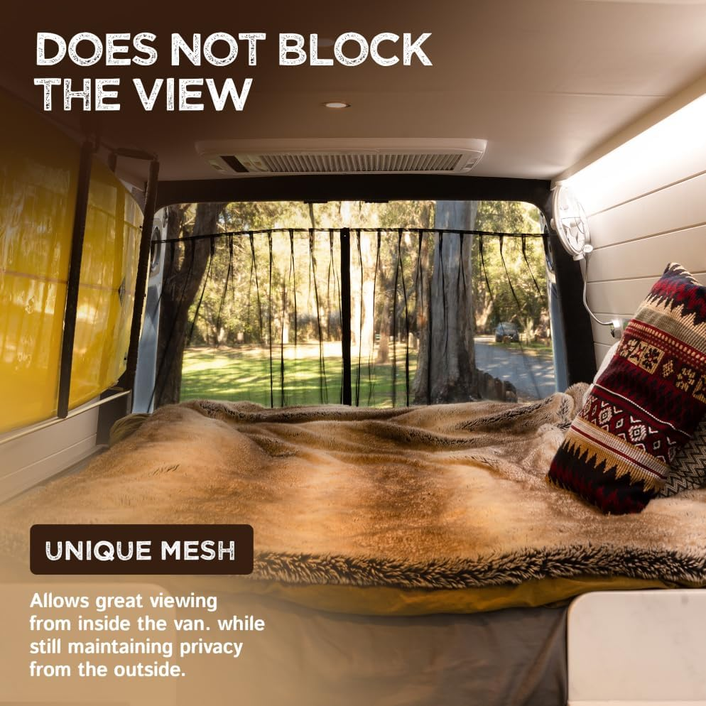 Living in a Bubble Magnetic Fly Screen for Mercedes Metris Vans and Other Campervans, Bug Mesh Mosquito Net Screen for Rear Barn Door, Zipper Closure, (Small) image number 2