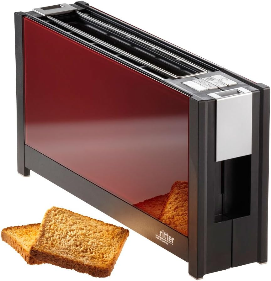 Ritter Volcano 5 Long Slot Toasters with Bun Attachment, Extra Slim, Made in Germany, Red image number 4