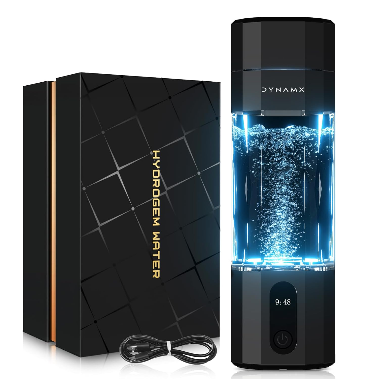 【6000PPB】 DYNAMX Hydrogen Water Bottle, Portable Hydrogen Generator, SPE/PEM Technology Hydrogenated Water Generator, Cutting-Edge Bottle,Black image number 5