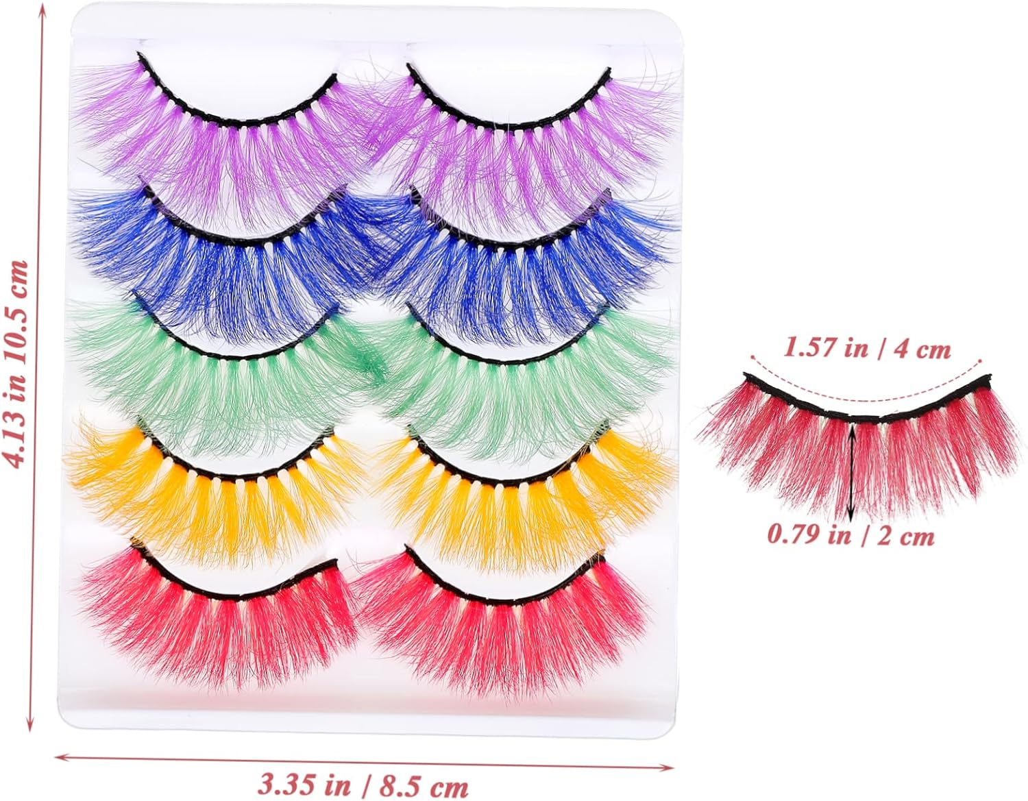 Healeved 5Pairs Colored Eyelashe,Halloween Colorful Eyelashes,Decorative Dense 3D Eyelashes,Performance False Eyelashes Beauty Tools for Halloween Cosplay Long Dramatic Party - As Shown image number 3