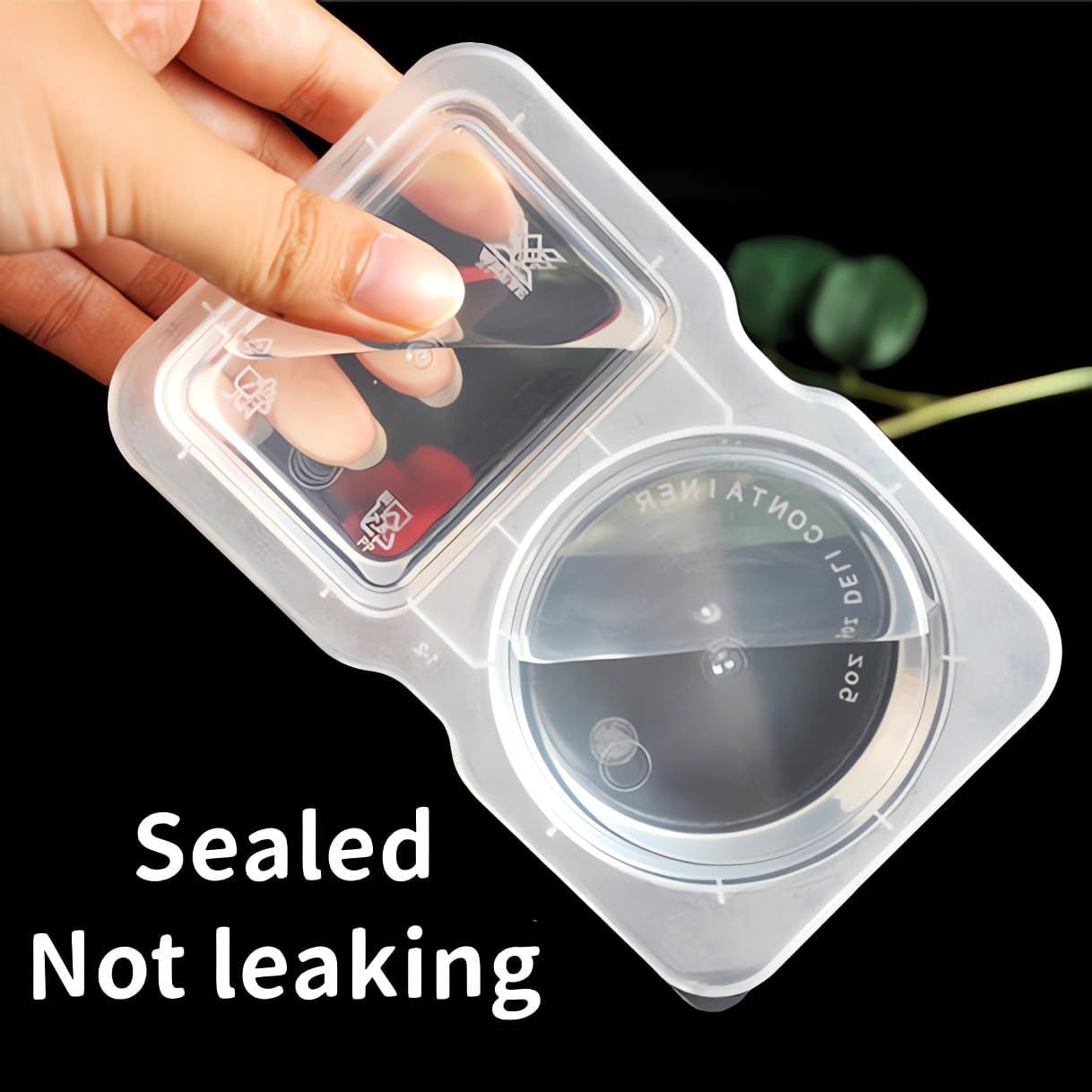 Minimalist 20Pcs Double Compartment Condiment Container with Lids, Disposable Clear Two-Compartment Salad Dressing for To-Go Sauce, Sampling, Travel Snack (YN-150ML) image number 3