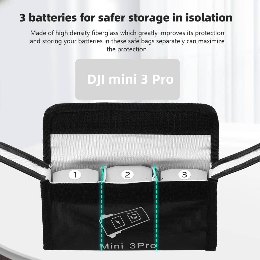Theapro Fireproof Explosion-Proof Lipo Batteries Protector Storage,3 Battery Lipo Safe Bag for DJI Mini 4 Pro/Dji Mavic Mini 3/Mini 3 Pro