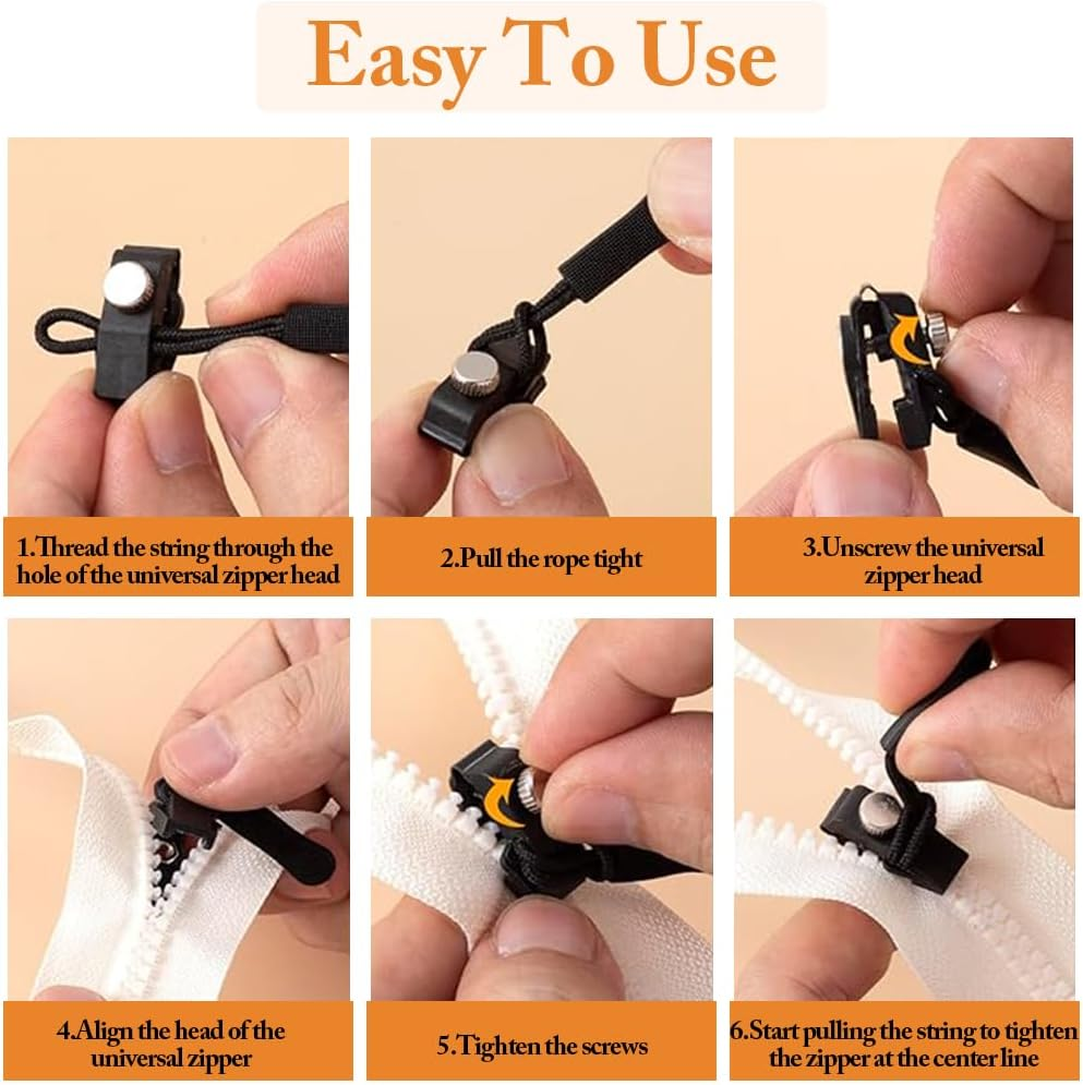 24 Pcs Zipper Repair Kit, Mixed Sizes Universal Zipper Replacement Slider,Black. Fixed Cloth Zipper Pull Fixer. Used for Crafts and Sewing Coats, Jacket, Jeans, Backpacks,Tents, Luggage Bags Etc Puller For. image number 3