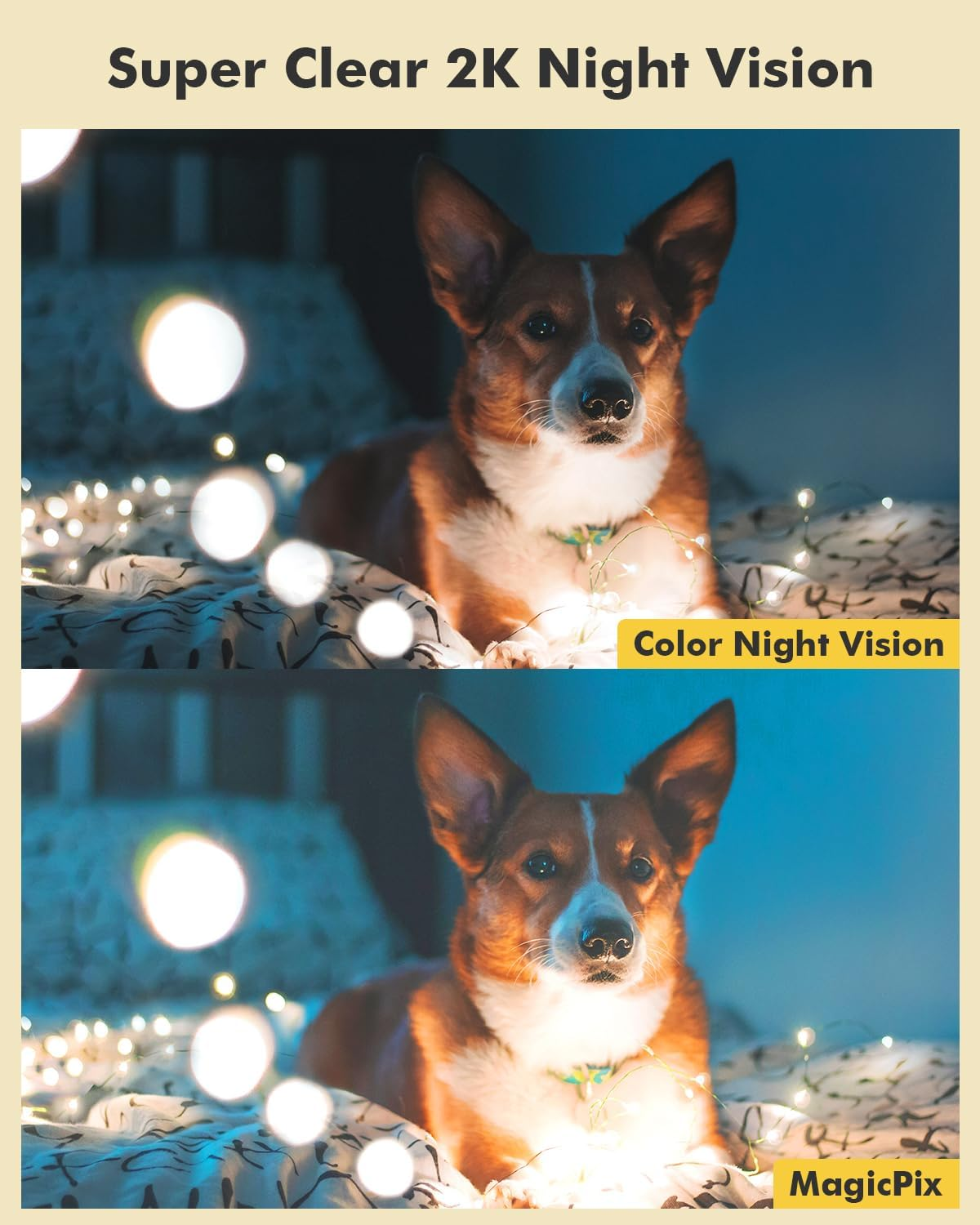 Dzees Pet Camera Indoor Security Camera No Subscription, 2K 360&deg; Wifi Camera, Wired Dog Pet Camera with Phone App, Magicpix Night Vision, Calls, 2-Way Audio, 24/7, Motion Tracking, Privacy, 2.4Ghz image number 4